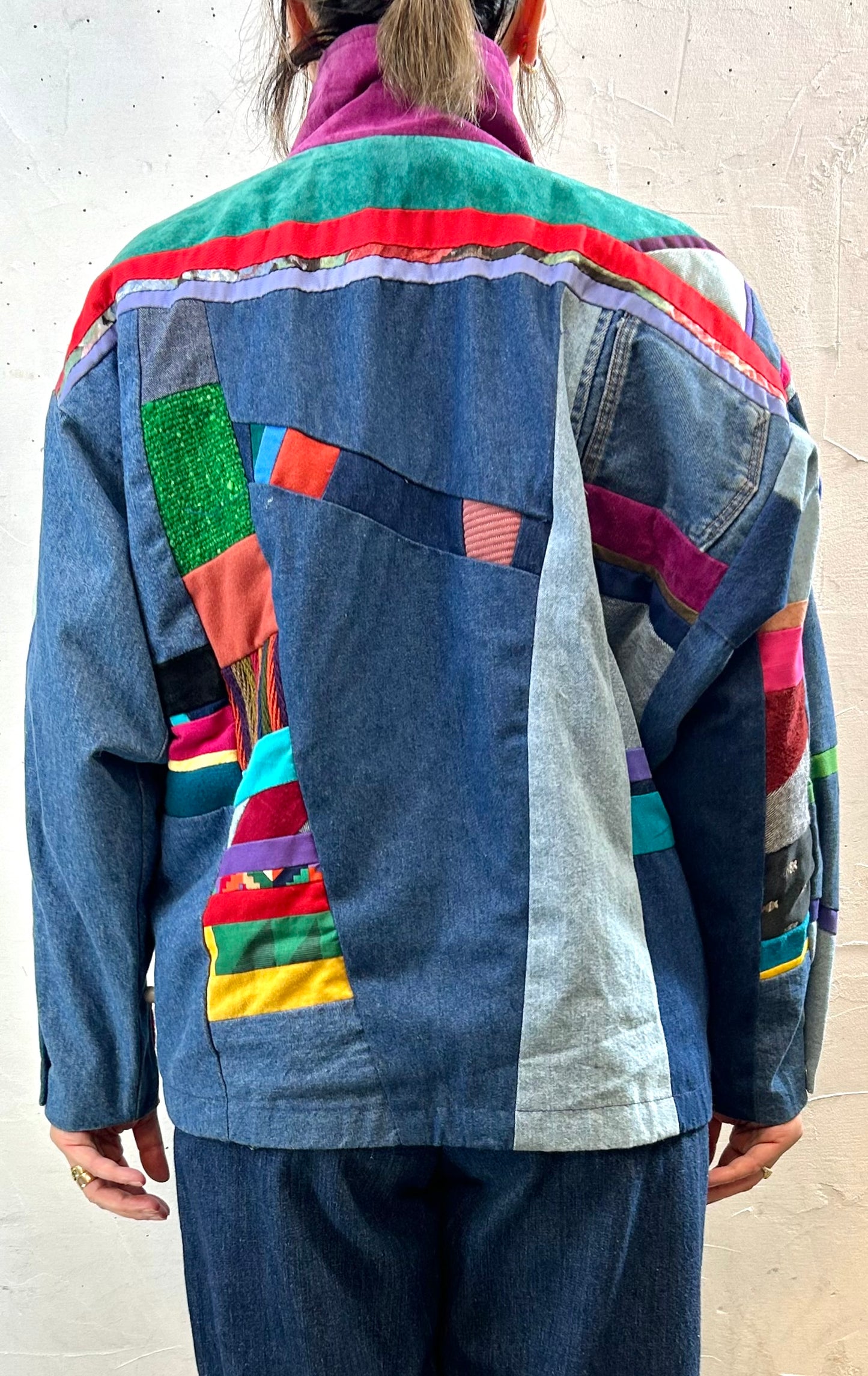 Vintage Denim Patchwork Jacket MADE IN SOUTHWEST USA [I28413]