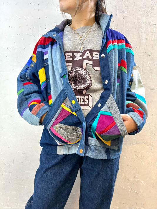 Vintage Denim Patchwork Jacket MADE IN SOUTHWEST USA [I28413]