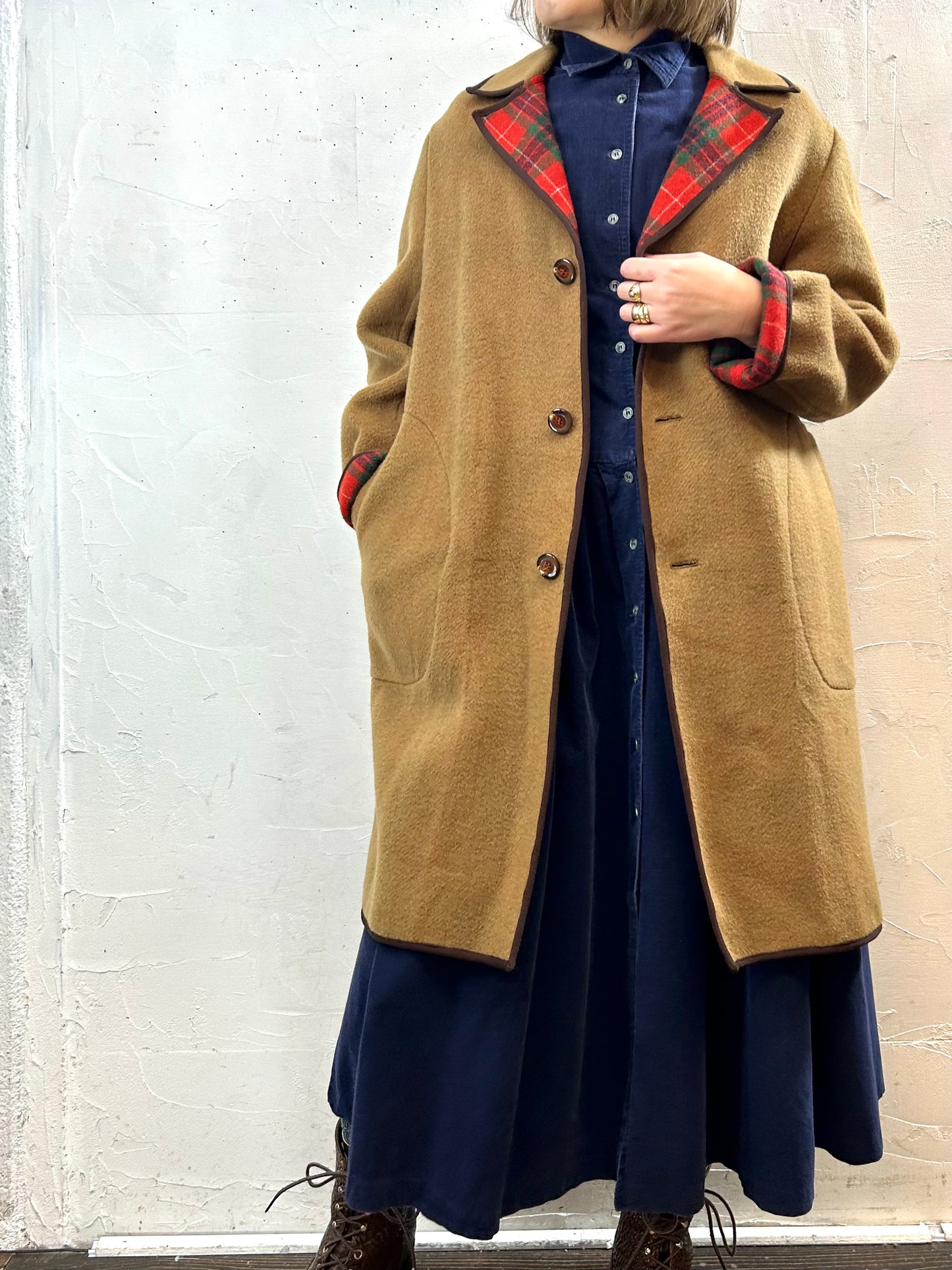 Vintage Plaid Coat  [L29084]