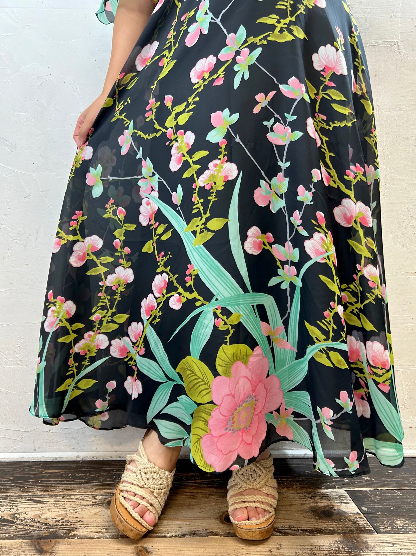 ’70s Vintage Flower Dress [H28220]