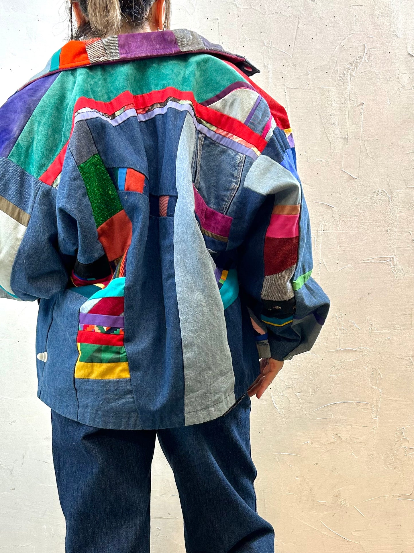 Vintage Denim Patchwork Jacket MADE IN SOUTHWEST USA [I28413]