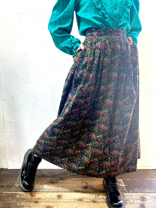 Vintage Corduroy Flower Skirt [H24864]