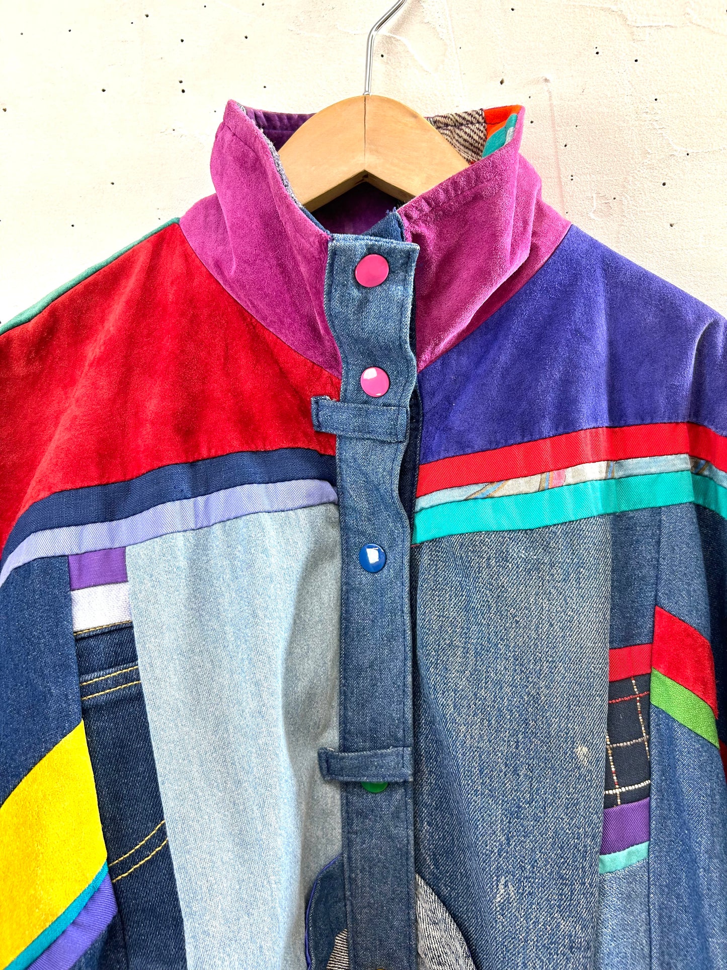 Vintage Denim Patchwork Jacket MADE IN SOUTHWEST USA [I28413]