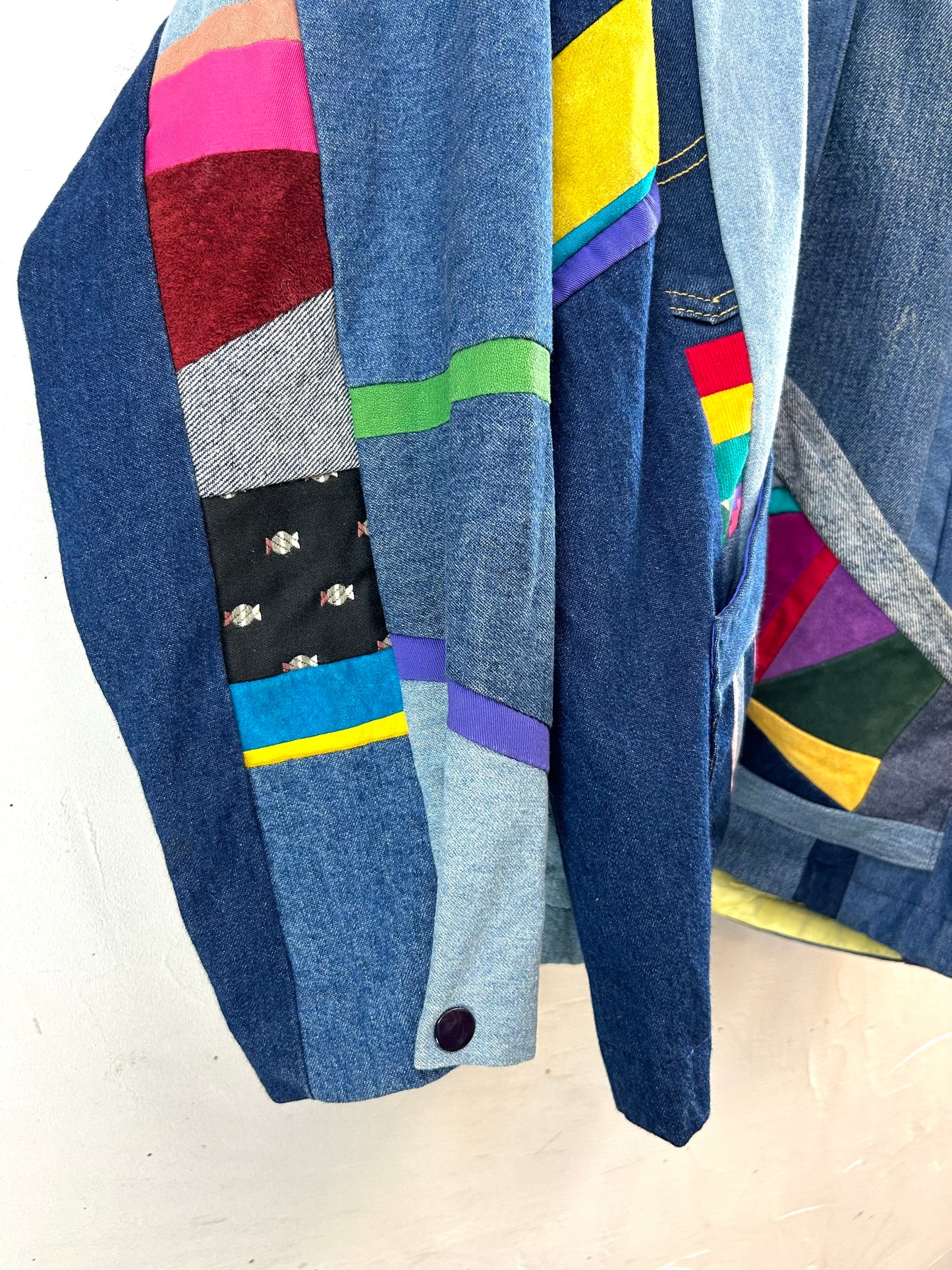 Vintage Denim Patchwork Jacket MADE IN SOUTHWEST USA [I28413]