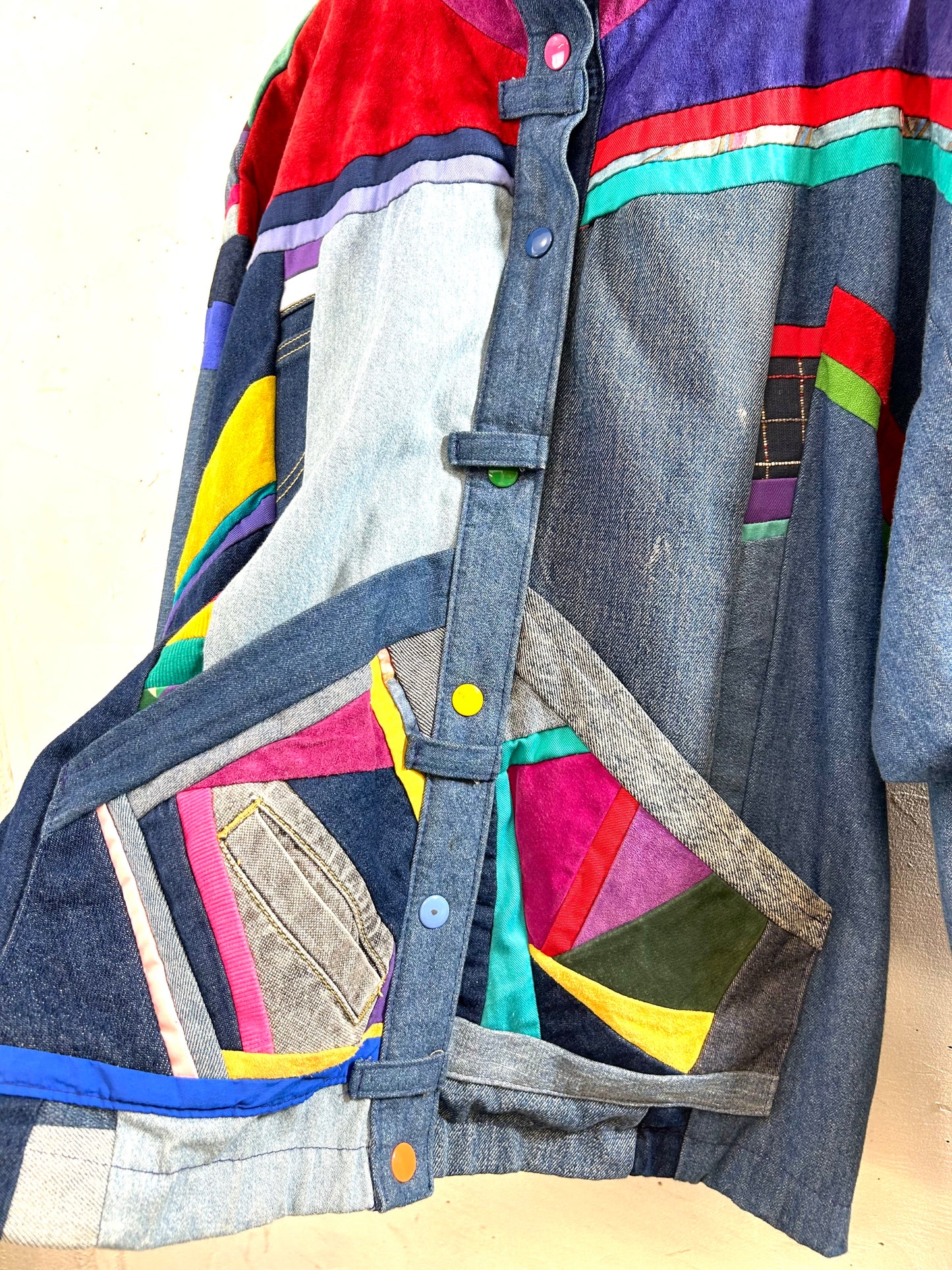 Vintage Denim Patchwork Jacket MADE IN SOUTHWEST USA [I28413]