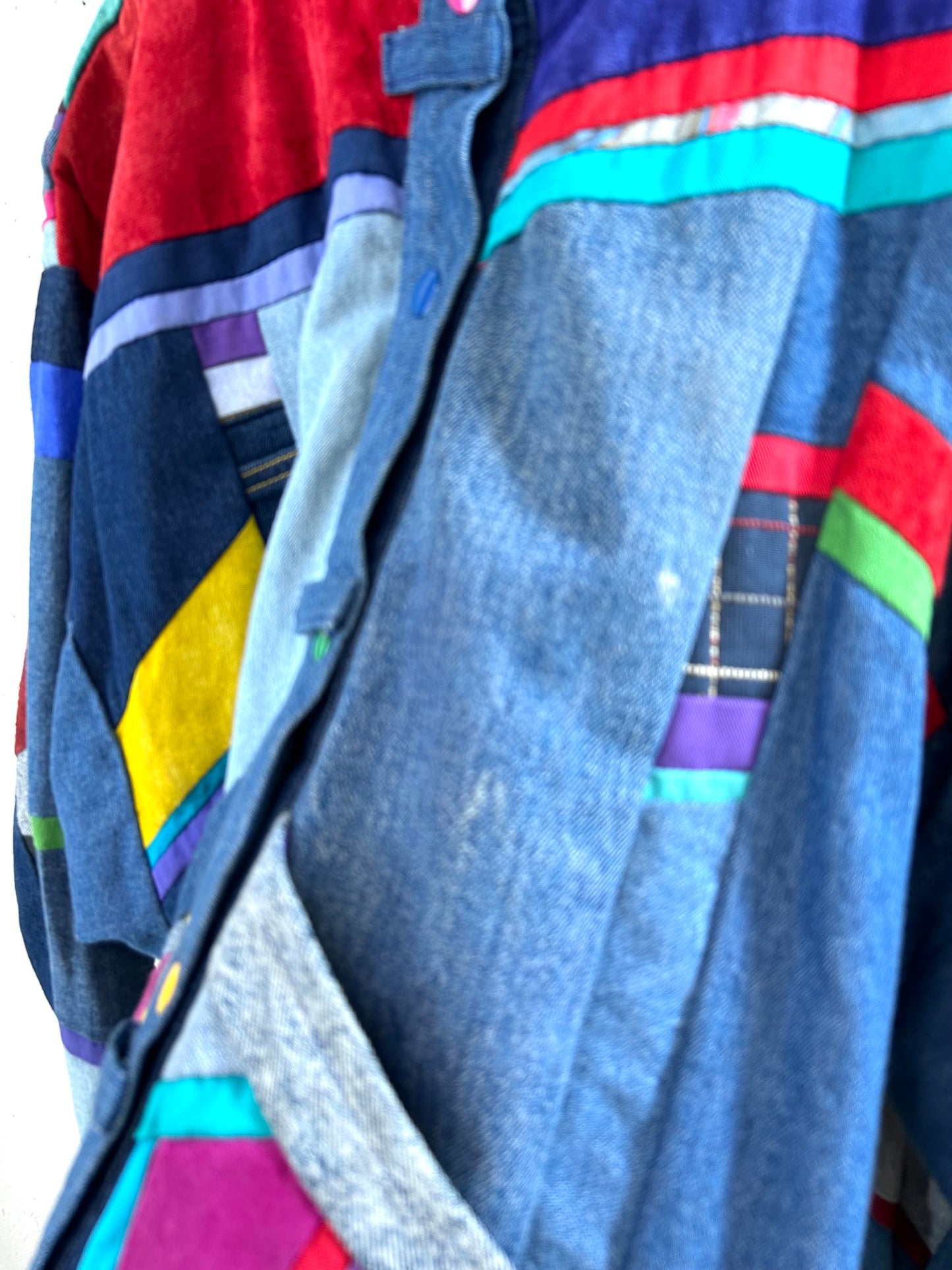 Vintage Denim Patchwork Jacket MADE IN SOUTHWEST USA [I28413]