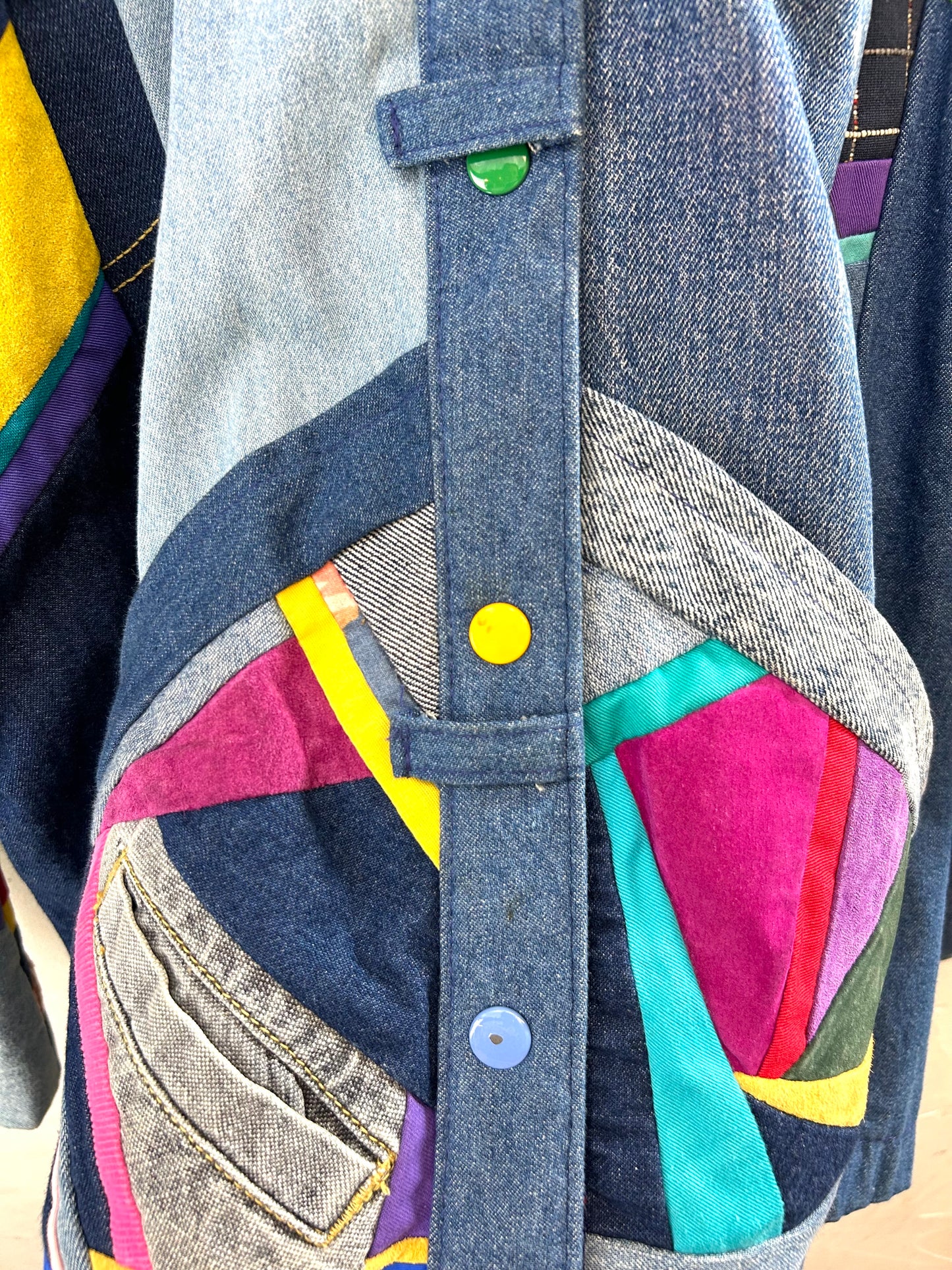 Vintage Denim Patchwork Jacket MADE IN SOUTHWEST USA [I28413]