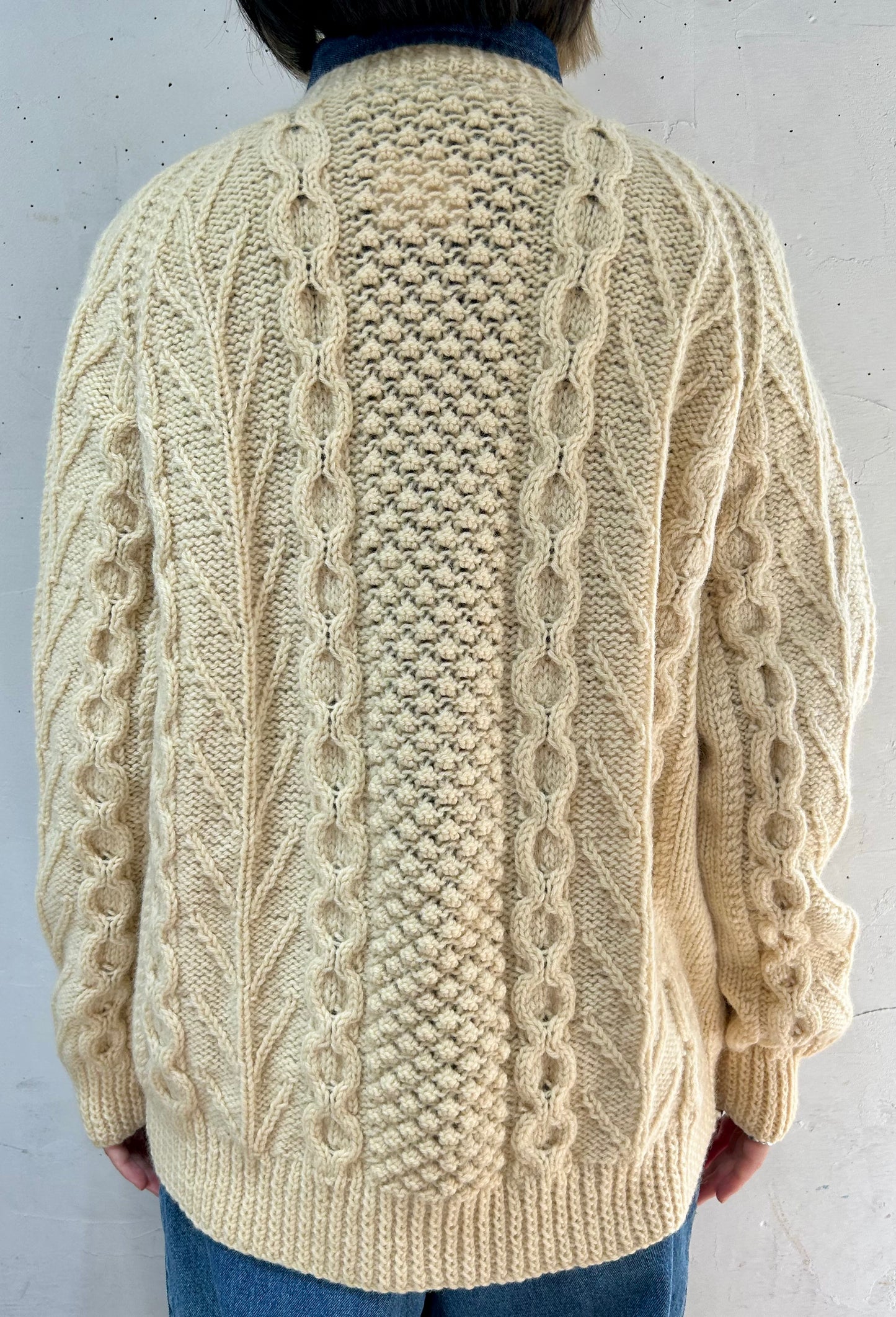 Vintage Aran Knit Cardigan MADE IN SPIDDAL,REPUBLIC OF IRELAND [J25255]