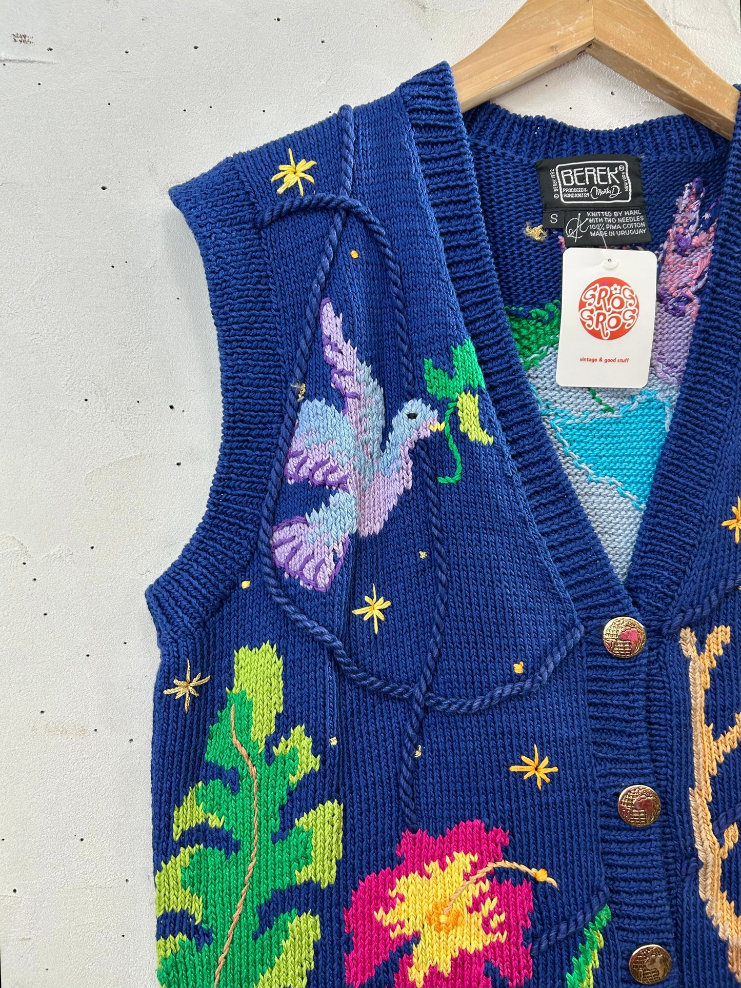 Vintage Cotton Hand Knit Vest 〜BEREK〜 [A29313]