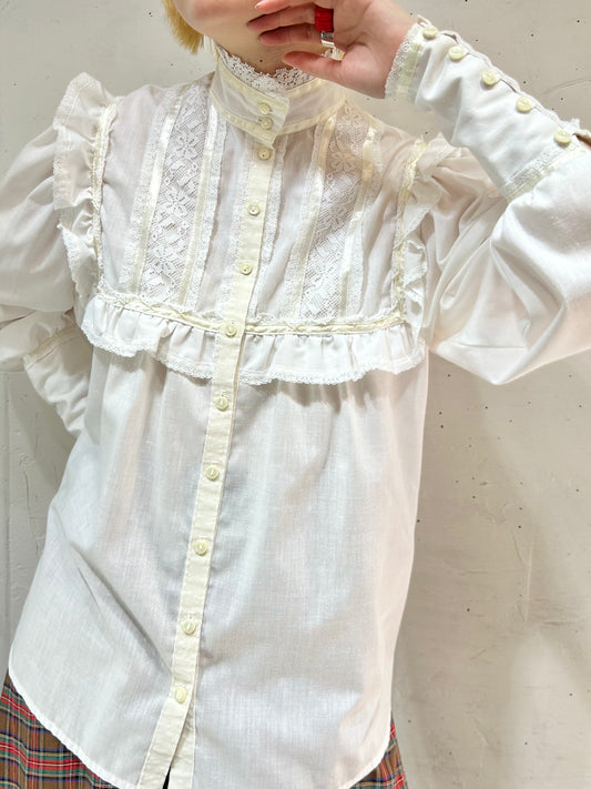 '70s Vintage White Blouse 〜GUNNIES〜 [C26534]