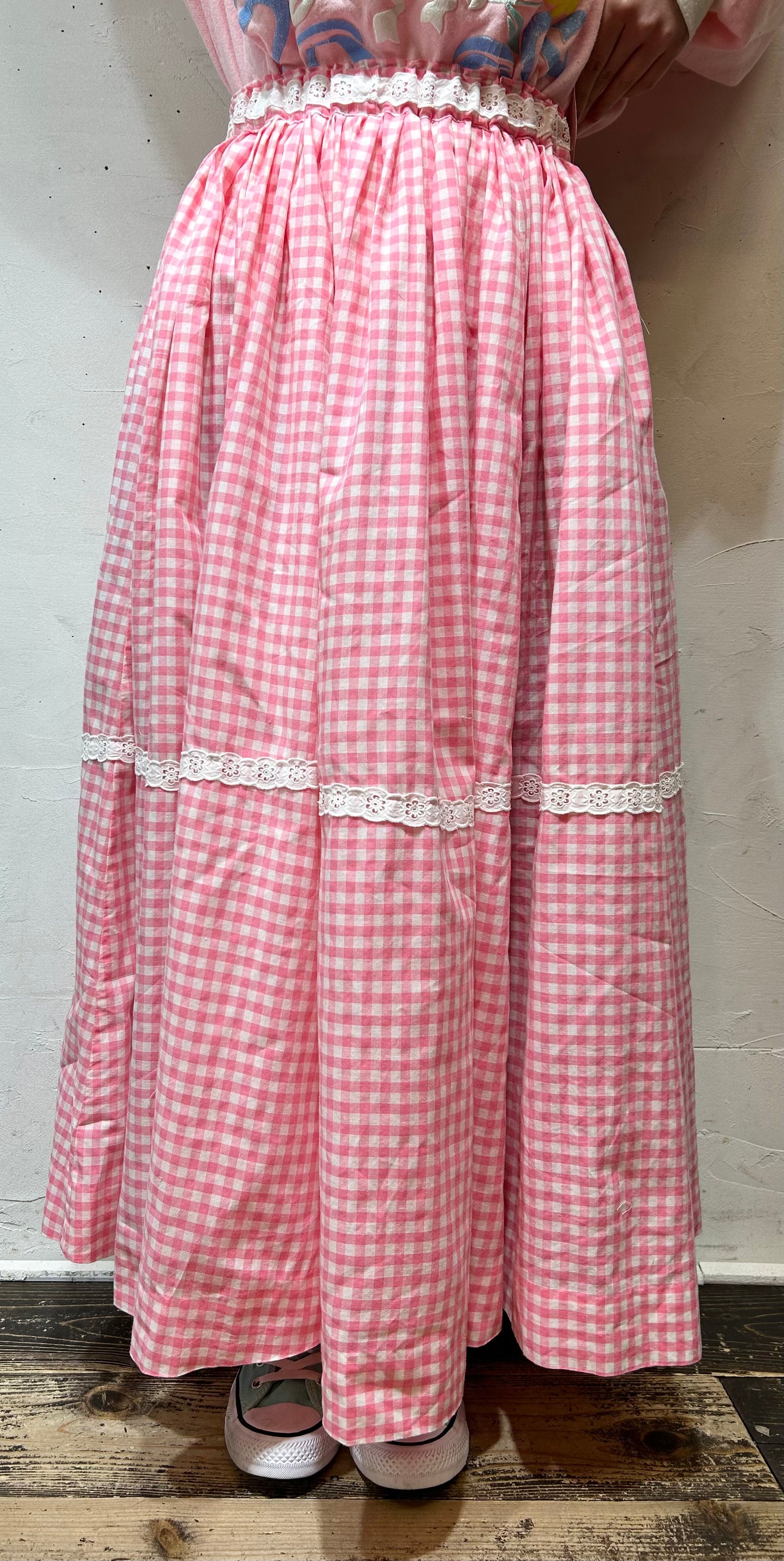 ‘70s Vintage Gingham Check Skirt [B26378]