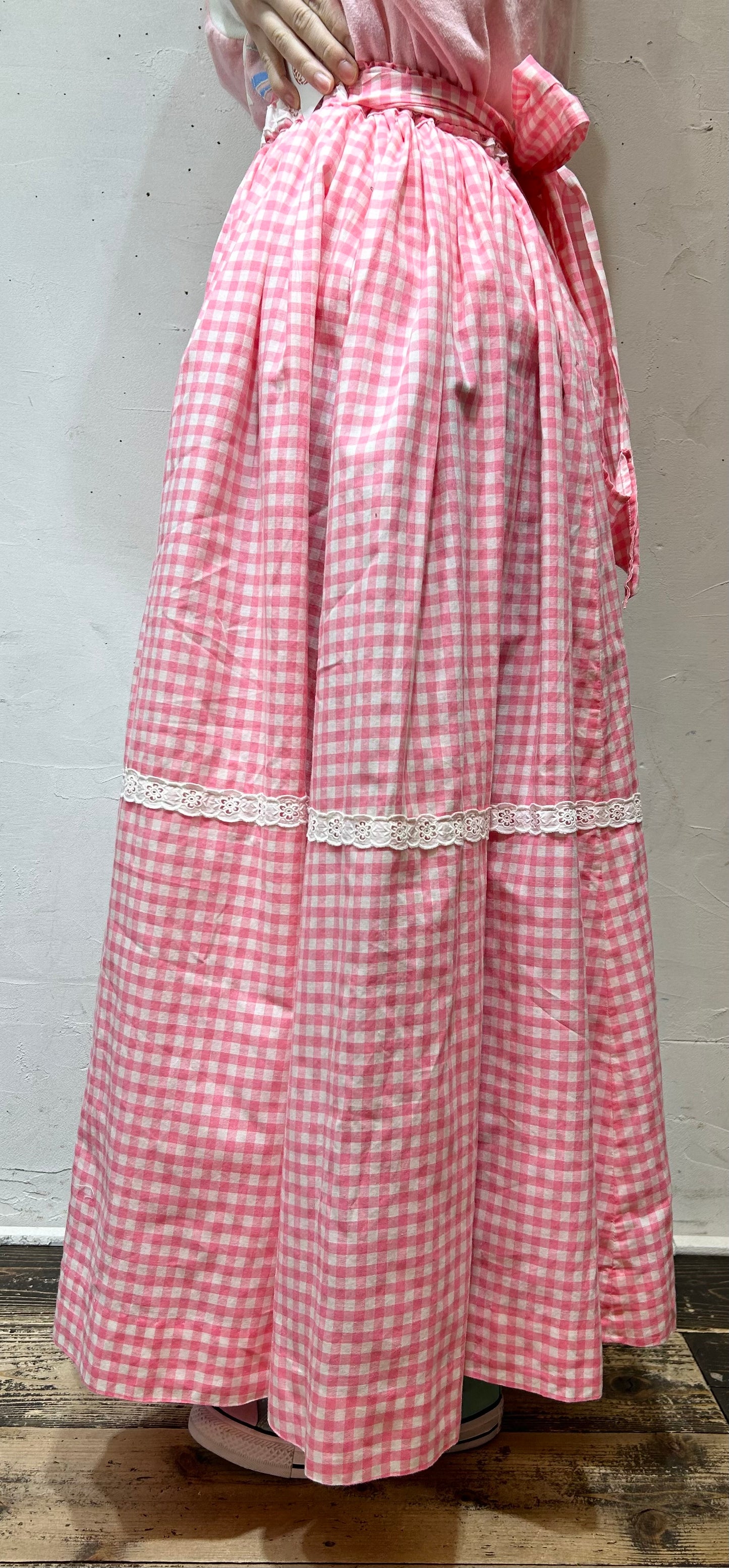 ‘70s Vintage Gingham Check Skirt [B26378]