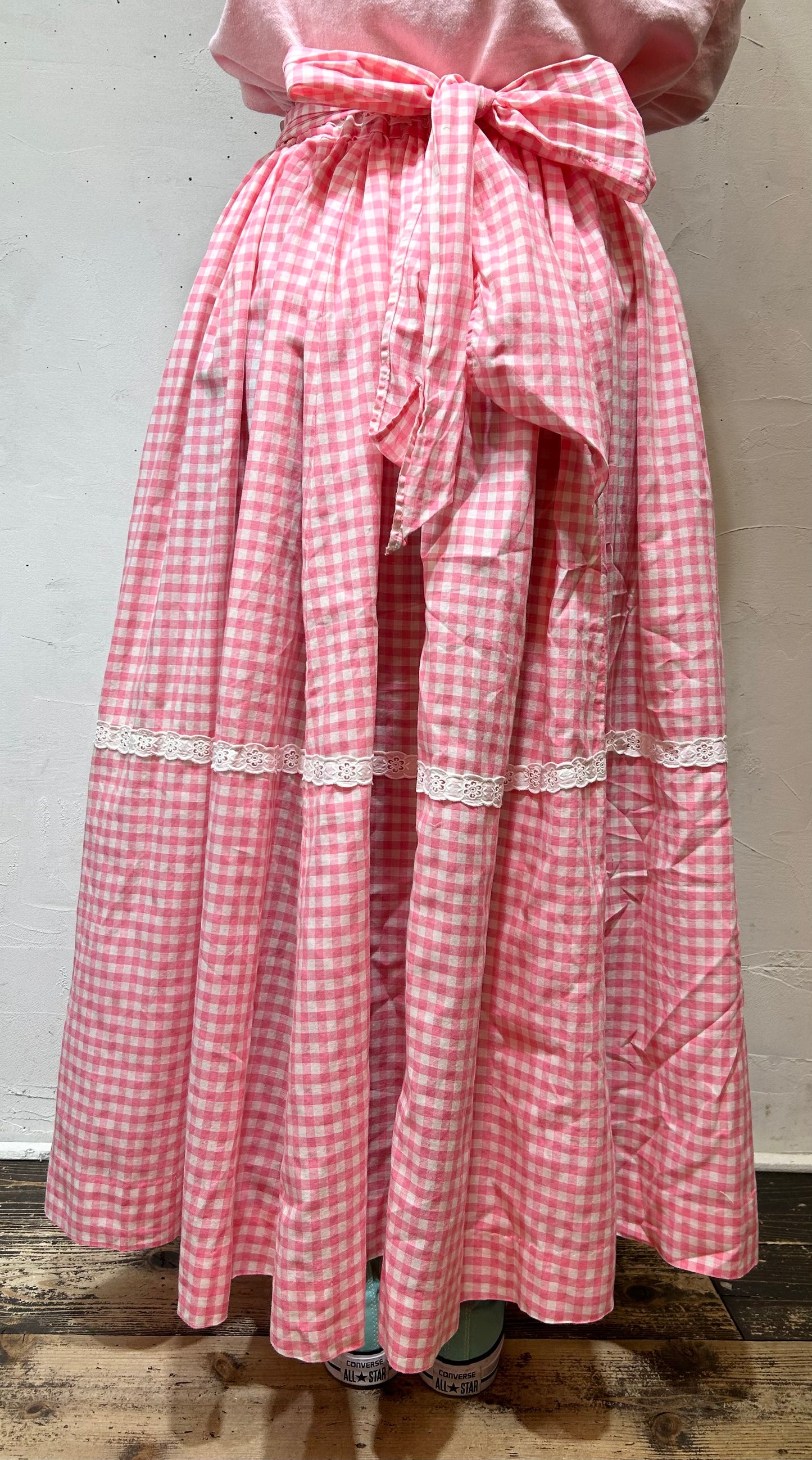 ‘70s Vintage Gingham Check Skirt [B26378]