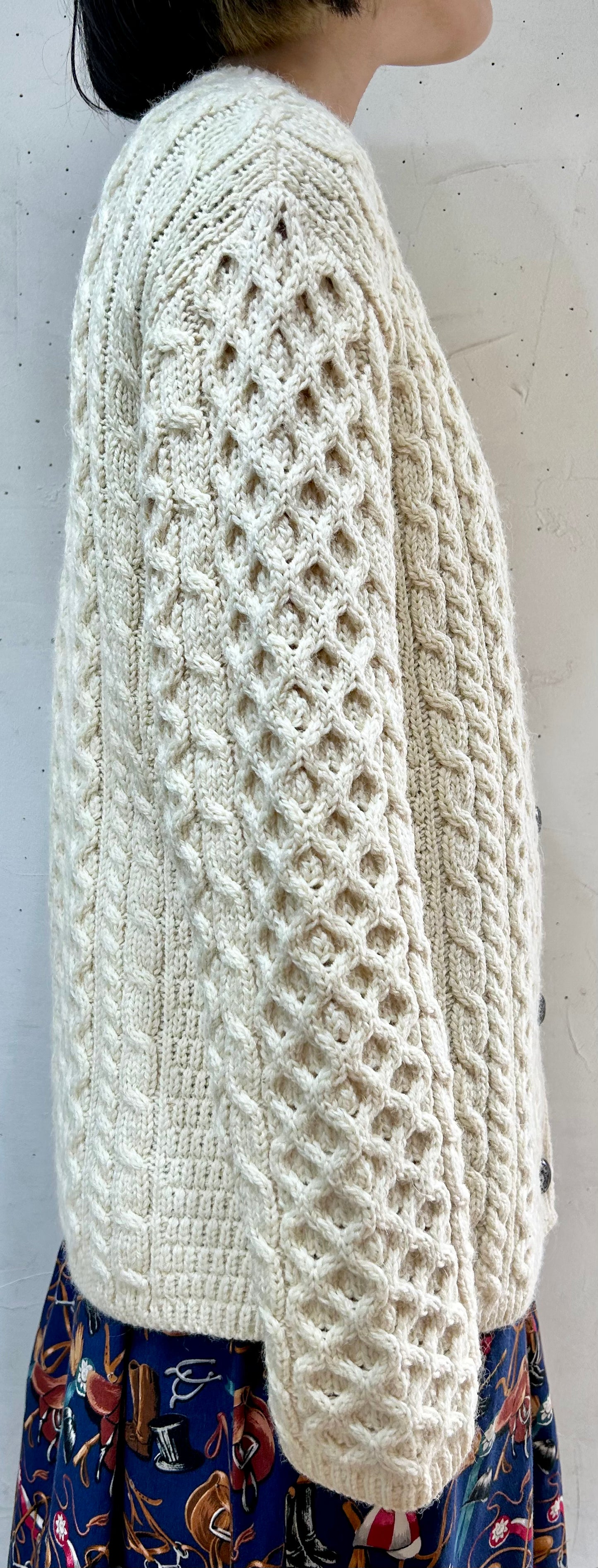 Vintage Aran Knit Cardigan MADE IN IRELAND [J25257]