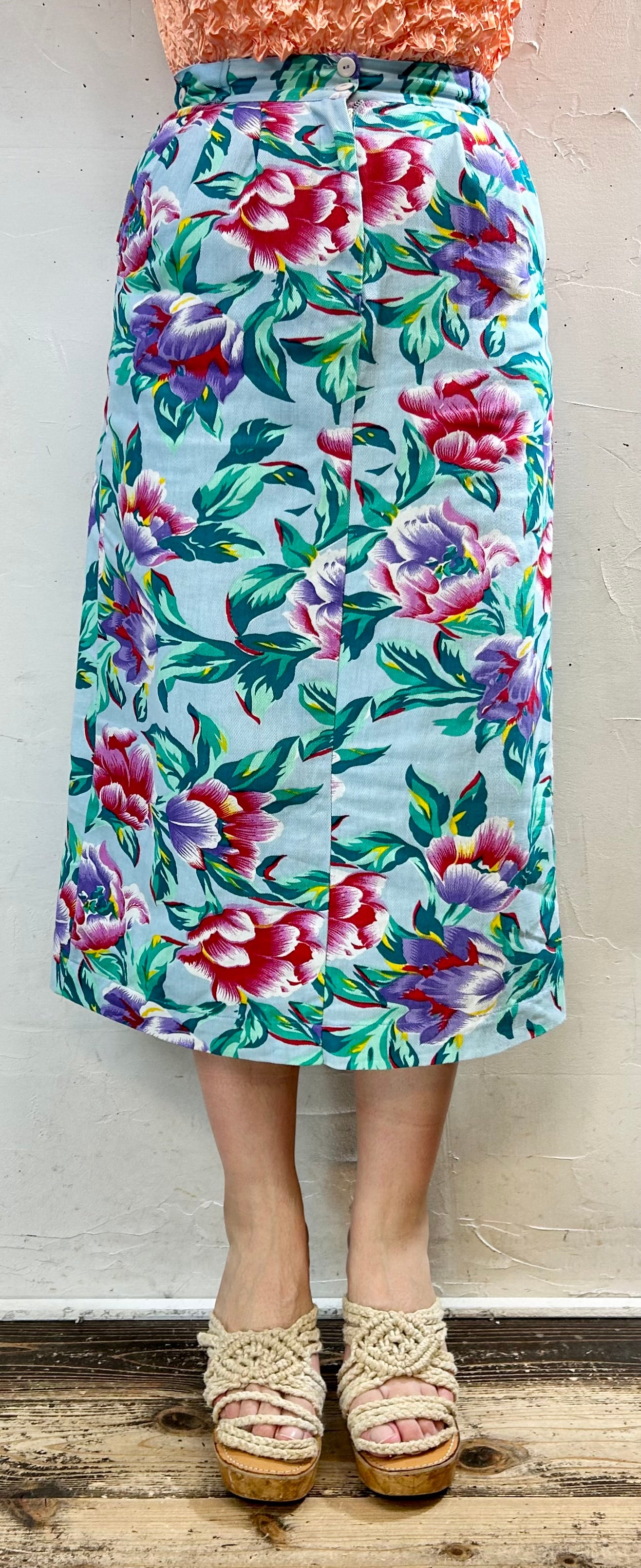 Vintage Indian Cotton Flower Skirt [F27738]