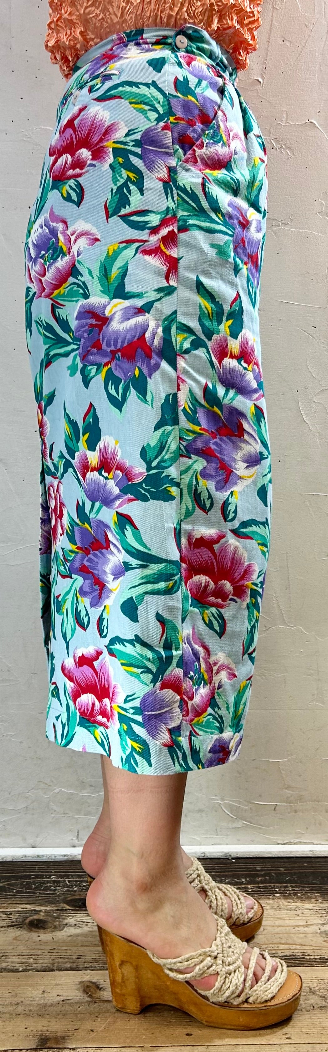 Vintage Indian Cotton Flower Skirt [F27738]