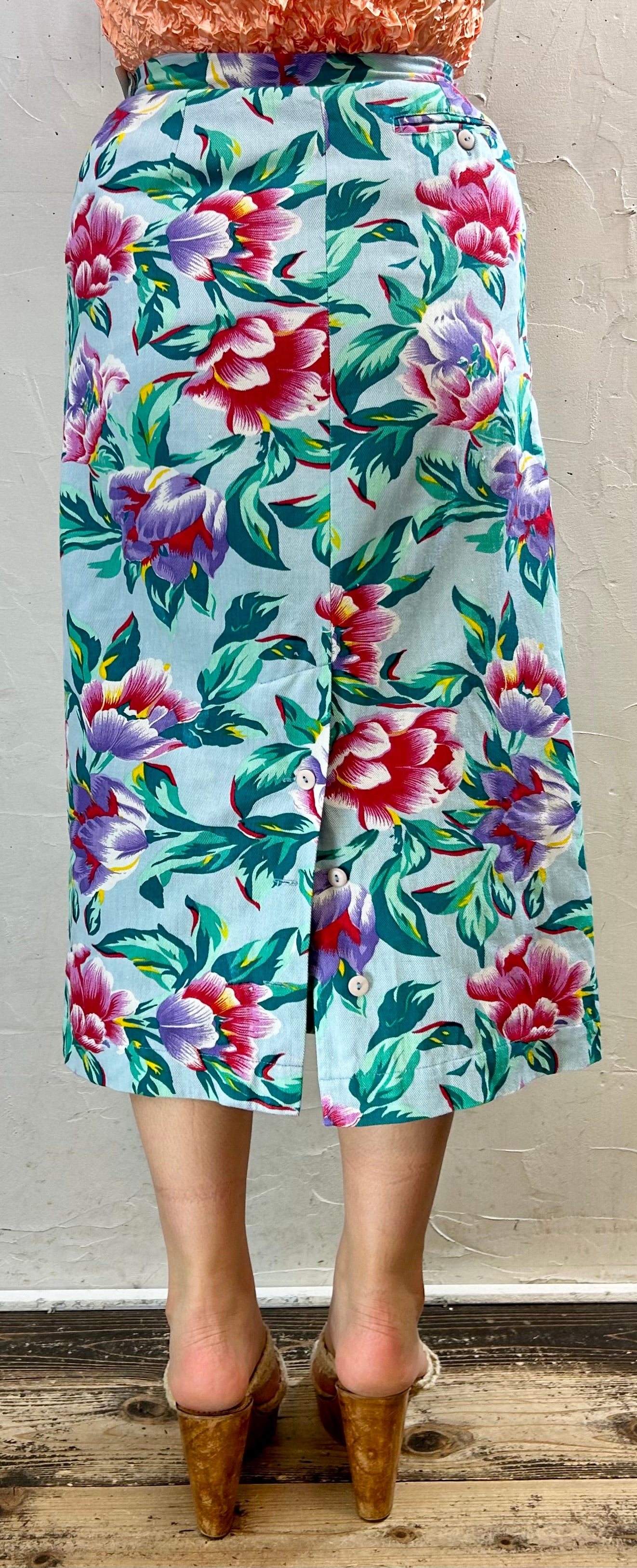 Vintage Indian Cotton Flower Skirt [F27738]