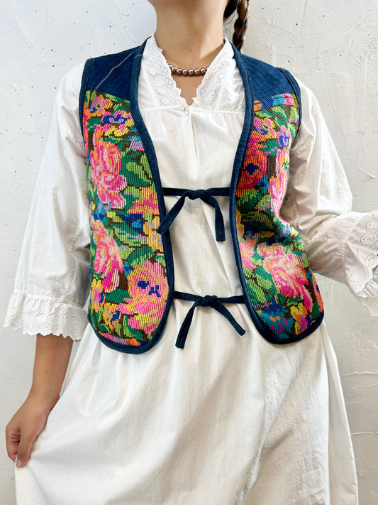 Vintage Guatemala Embroidery Vest [H28218]