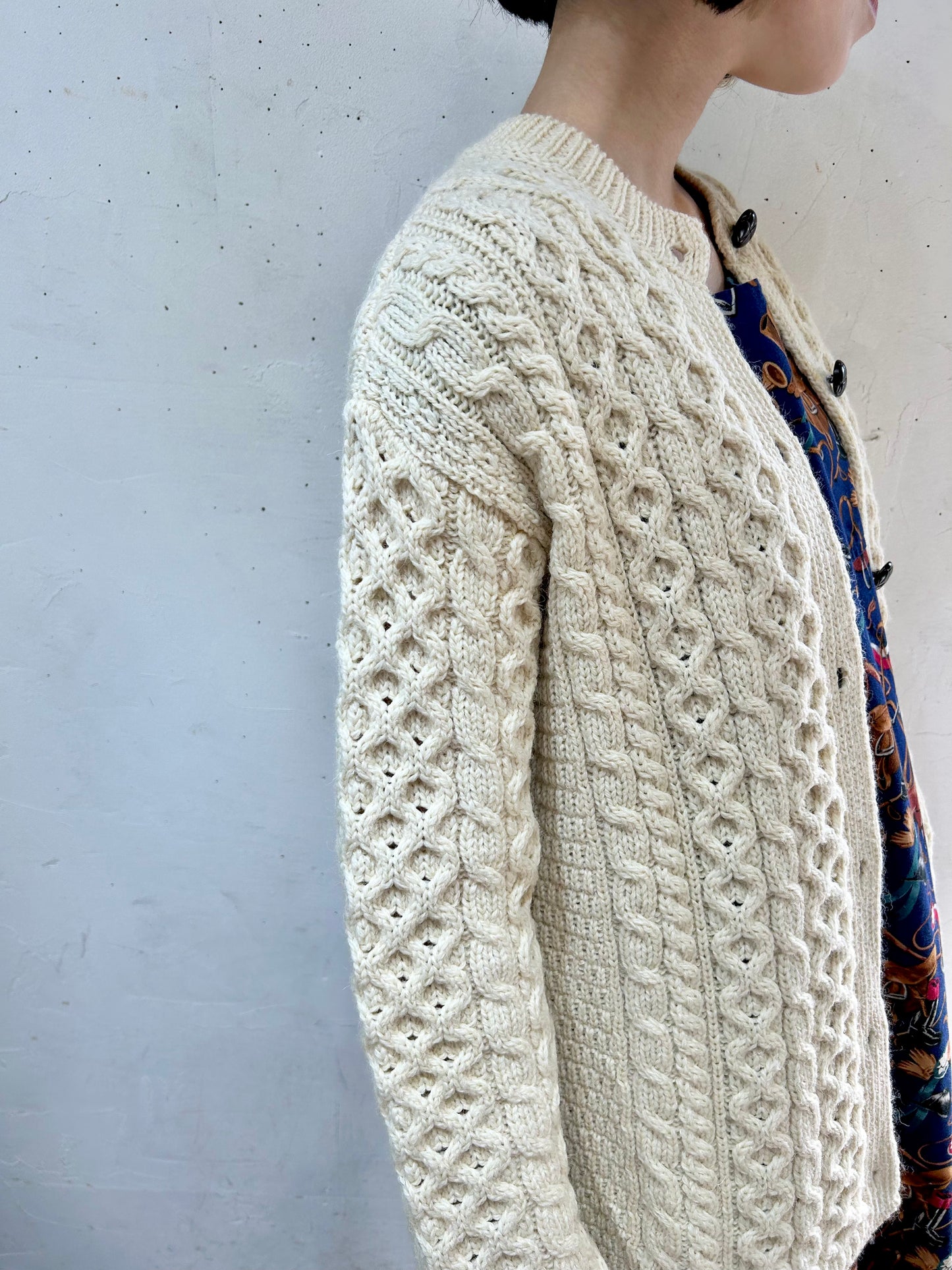 Vintage Aran Knit Cardigan MADE IN IRELAND [J25257]