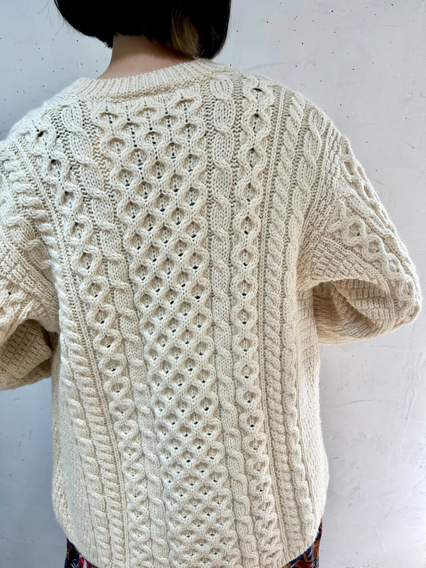 Vintage Aran Knit Cardigan MADE IN IRELAND [J25257]