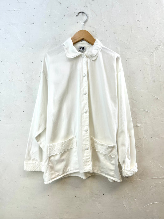 Vintage White Corduroy Blouse　 [I28422］