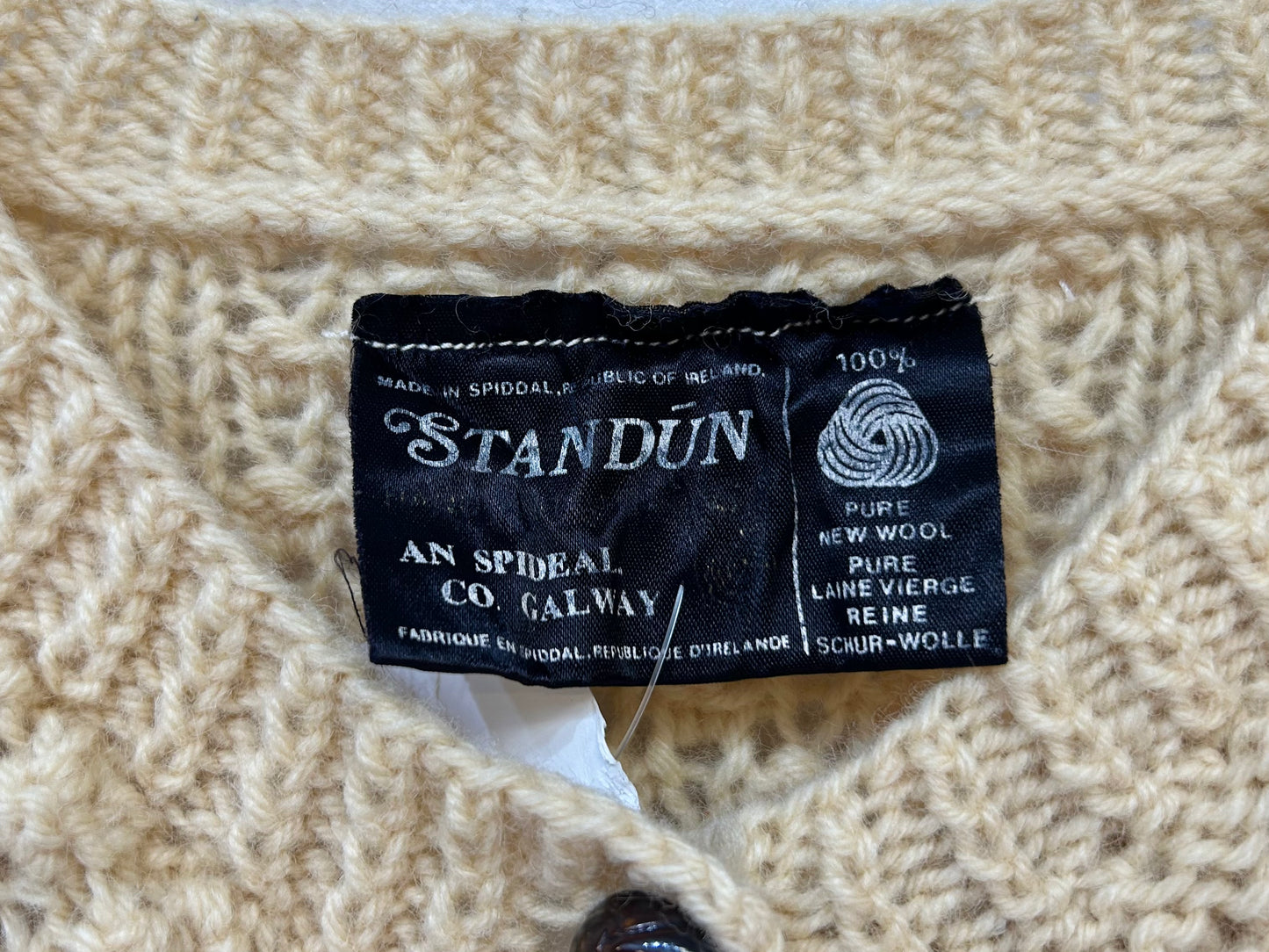 Vintage Aran Knit Cardigan MADE IN SPIDDAL,REPUBLIC OF IRELAND [J25255]