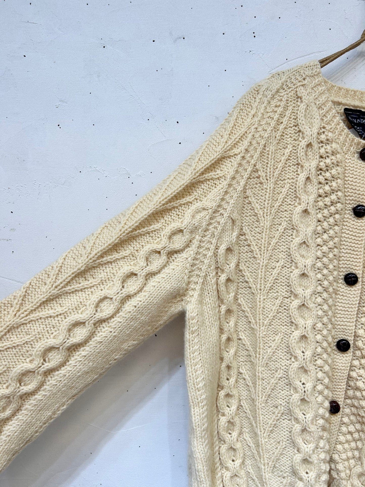 Vintage Aran Knit Cardigan MADE IN SPIDDAL,REPUBLIC OF IRELAND [J25255]