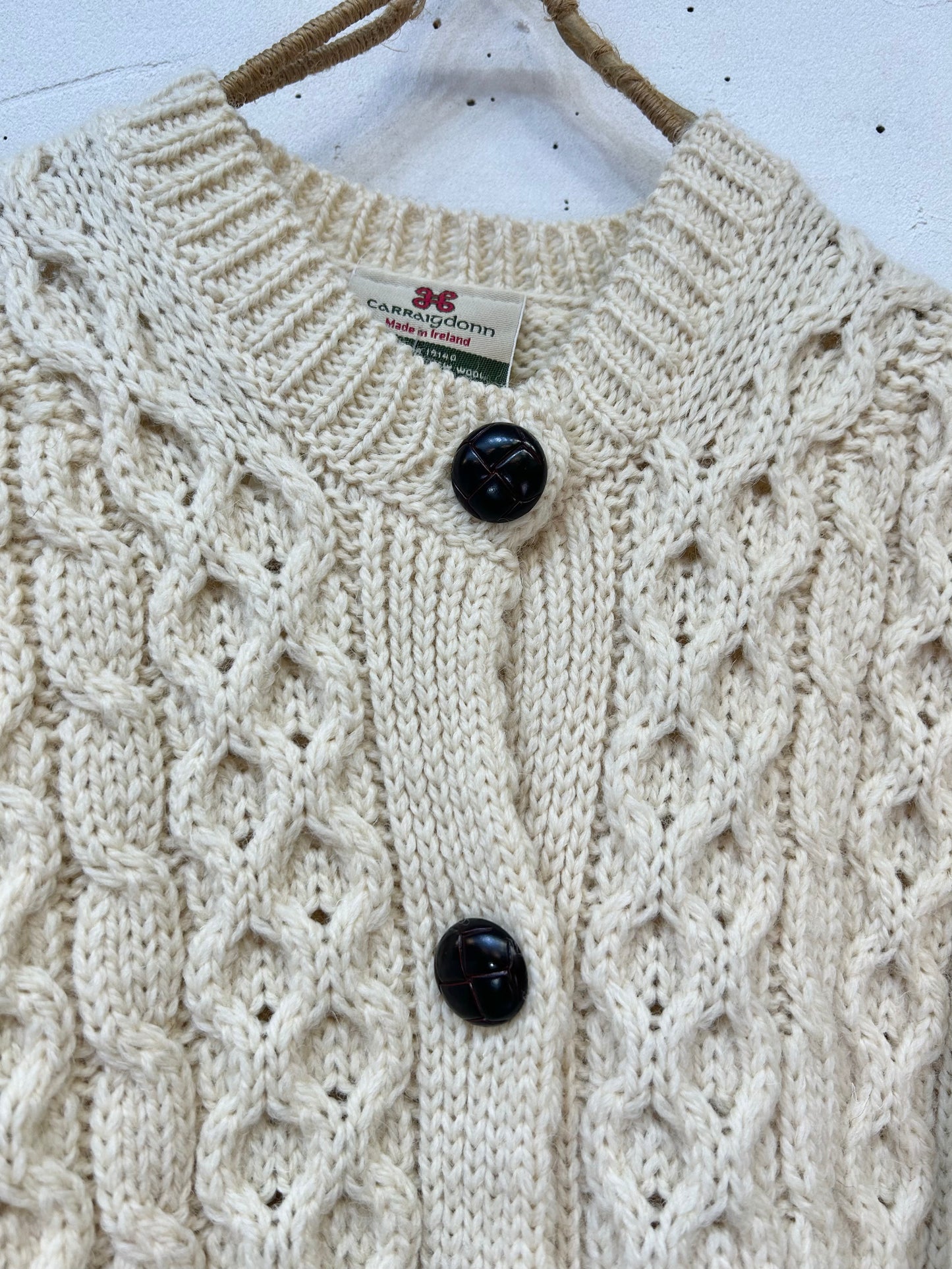 Vintage Aran Knit Cardigan MADE IN IRELAND [J25257]