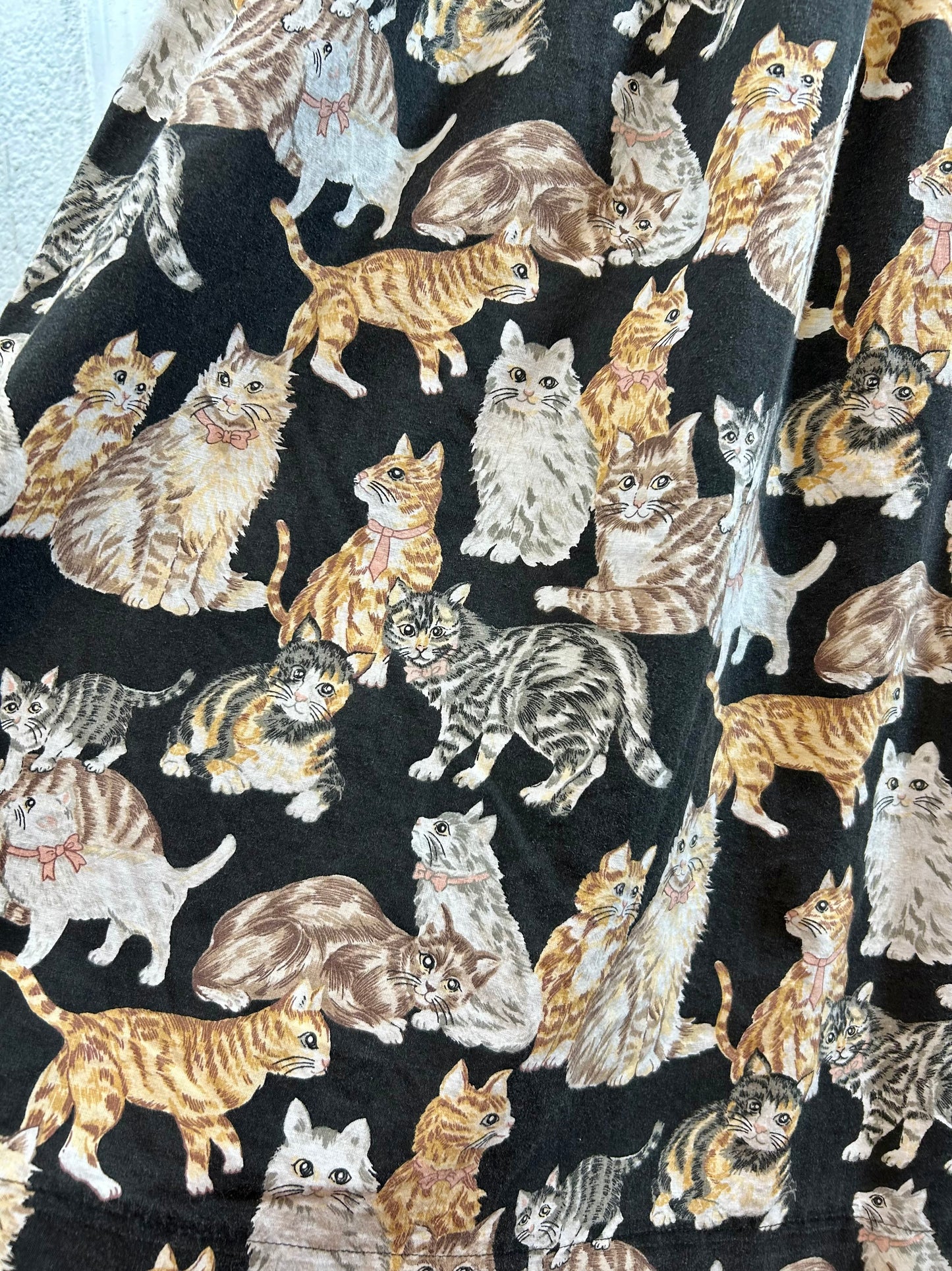 Vintage Cat Pattern Over Dress MADE IN USA [E30175]
