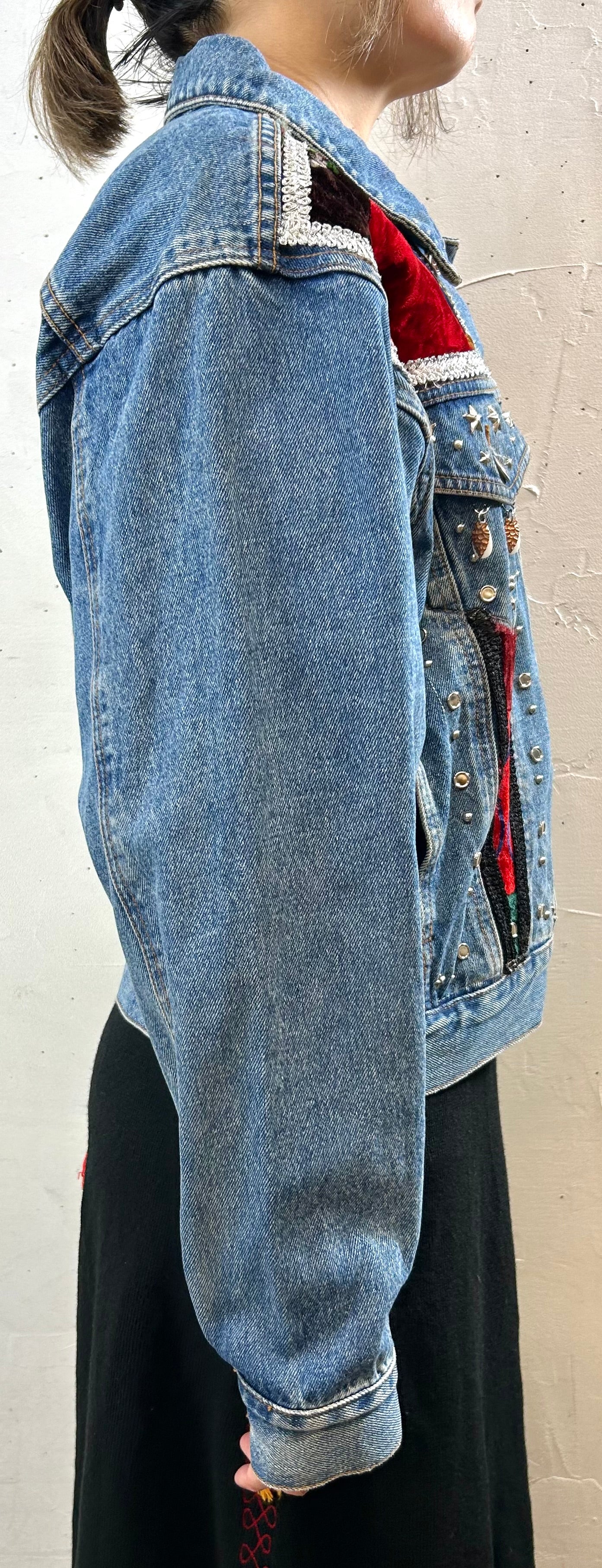 Vintage Denim Custom Patchwork Jacket [I28425]