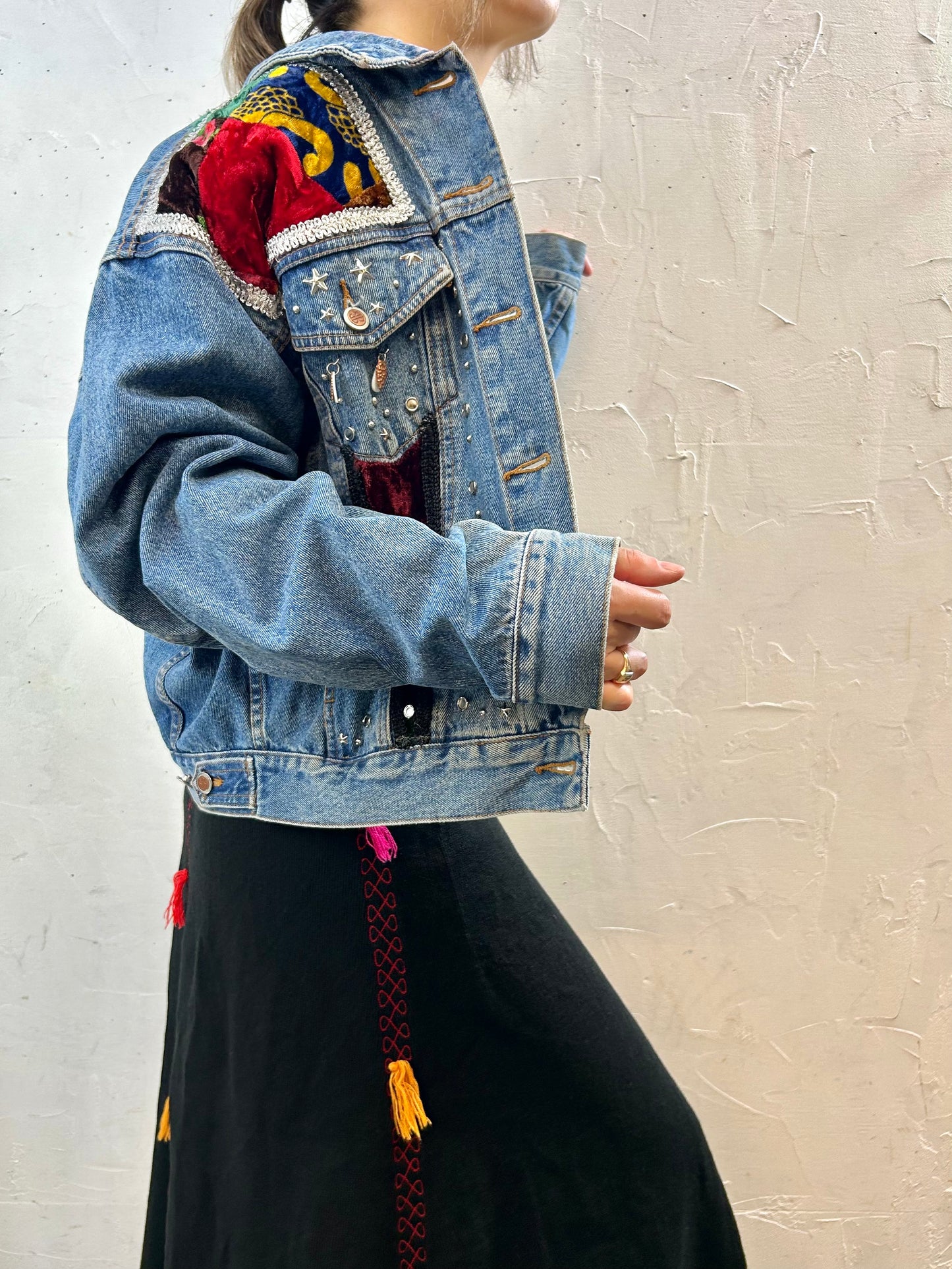 Vintage Denim Custom Patchwork Jacket [I28425]