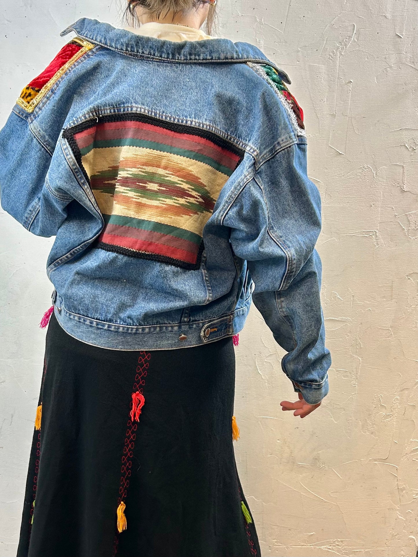 Vintage Denim Custom Patchwork Jacket [I28425]