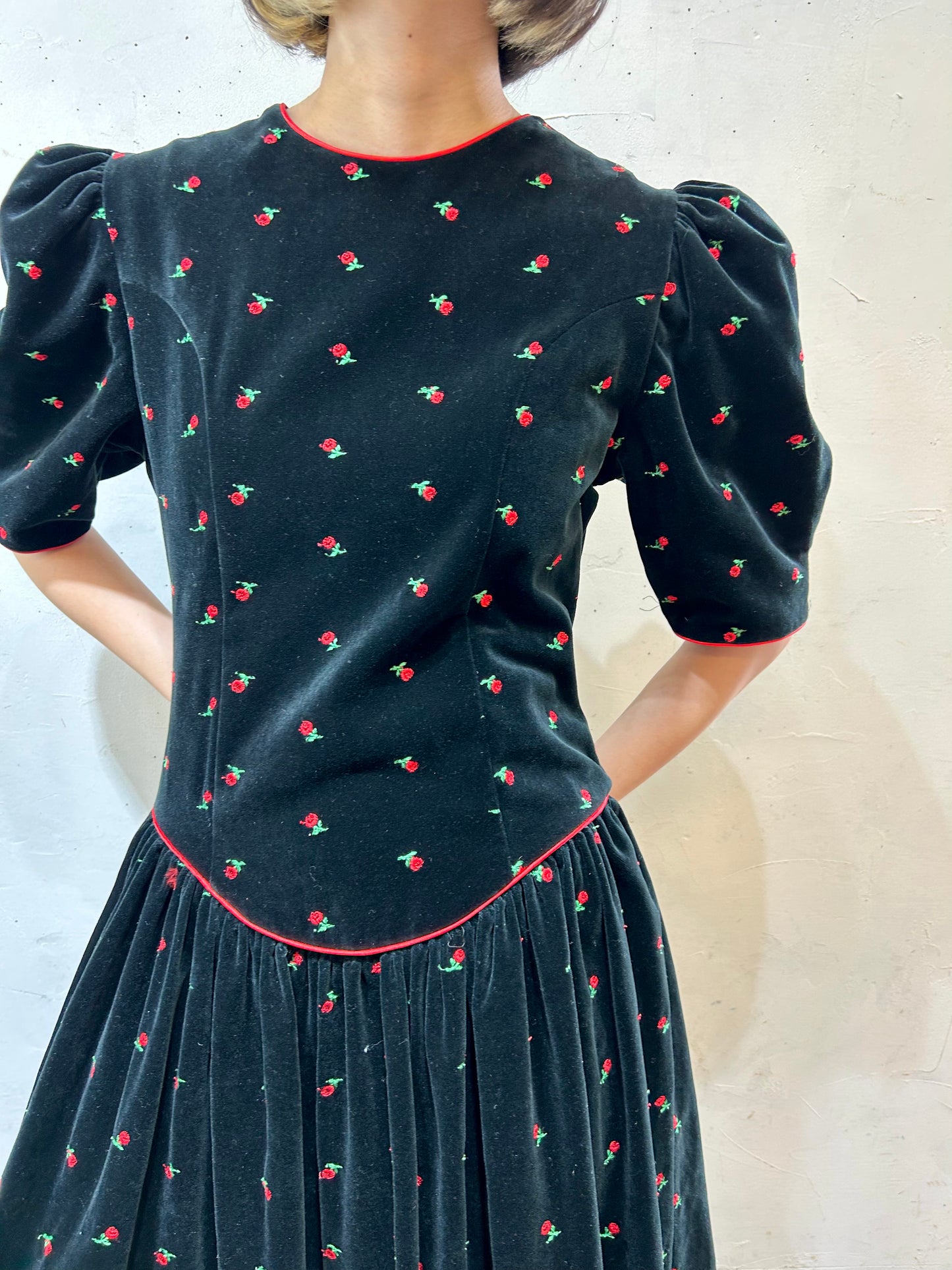 Vintage Velours Dress MADE IN USA [K25574]