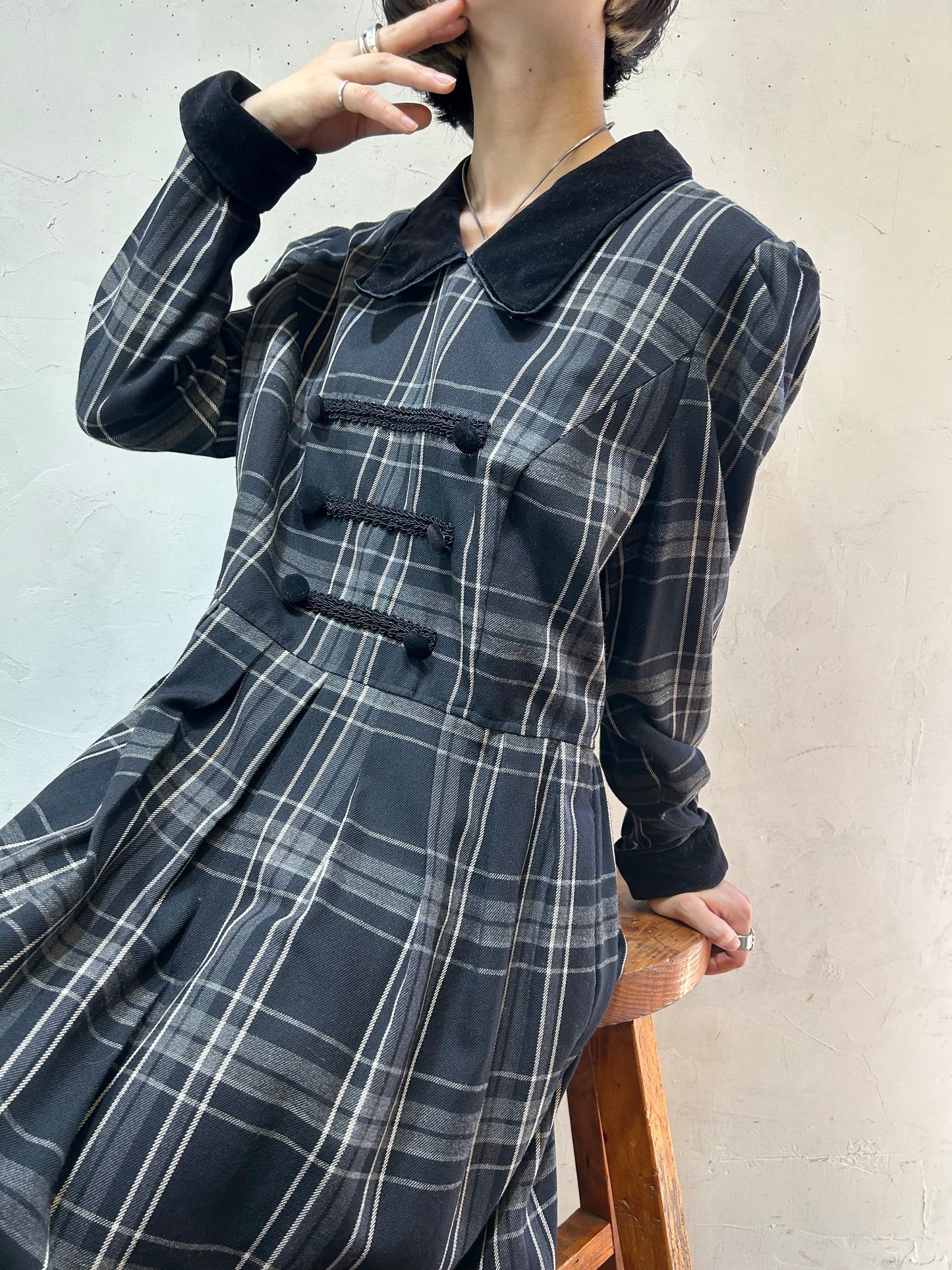 Vintage Plaid Dress [I24923]