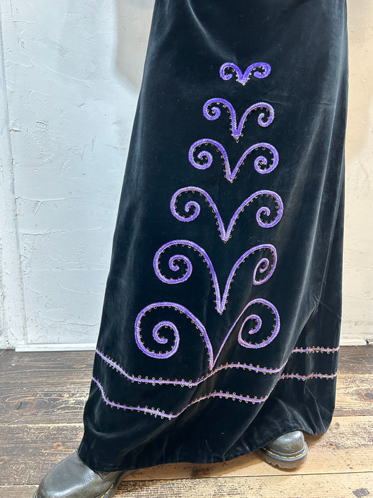 ’70s Vintage Velours Skirt [K25573]