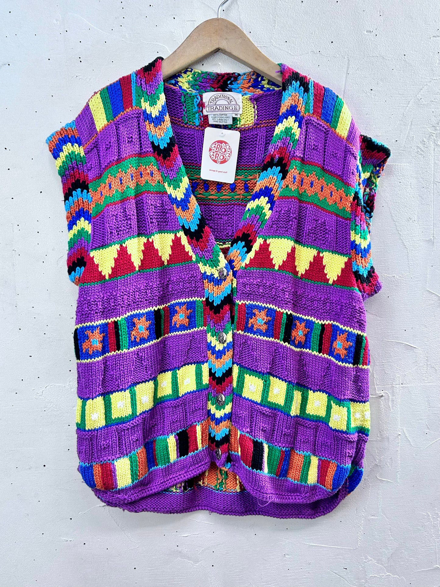 Vintage Cotton Hand Knit Vest [L29093]