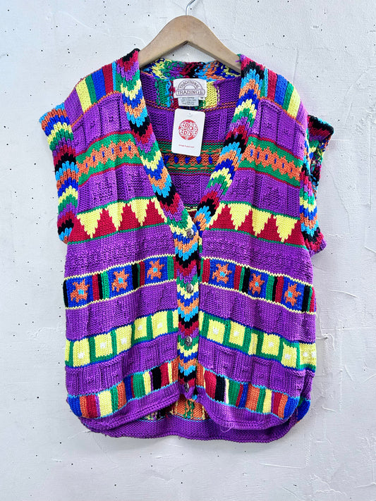 Vintage Cotton Hand Knit Vest [L29093]