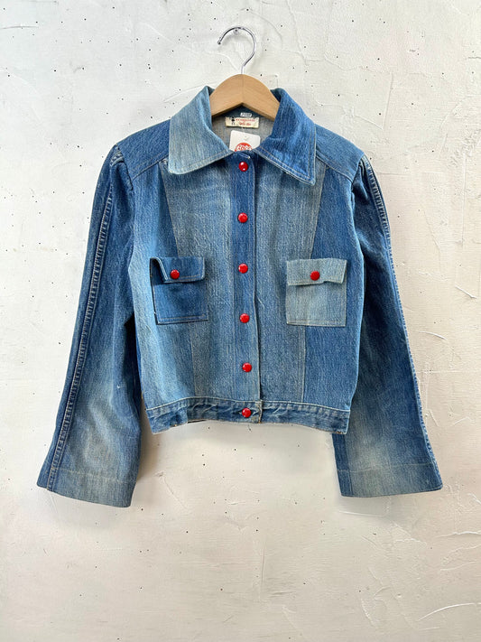 ’70s Vintage Denim Custom Jacket [I28436]