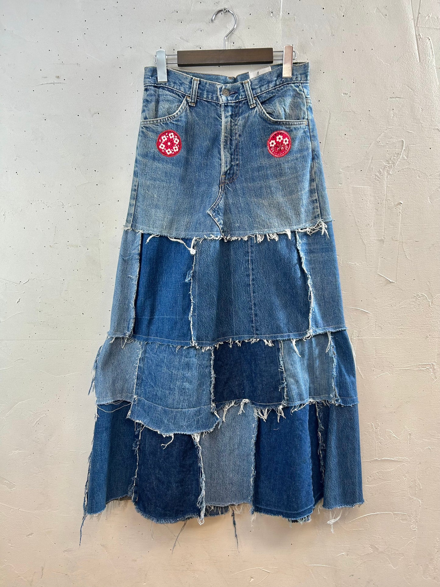Vintage Denim Patchwork Skirt 〜Amy Nina〜 [E30182]