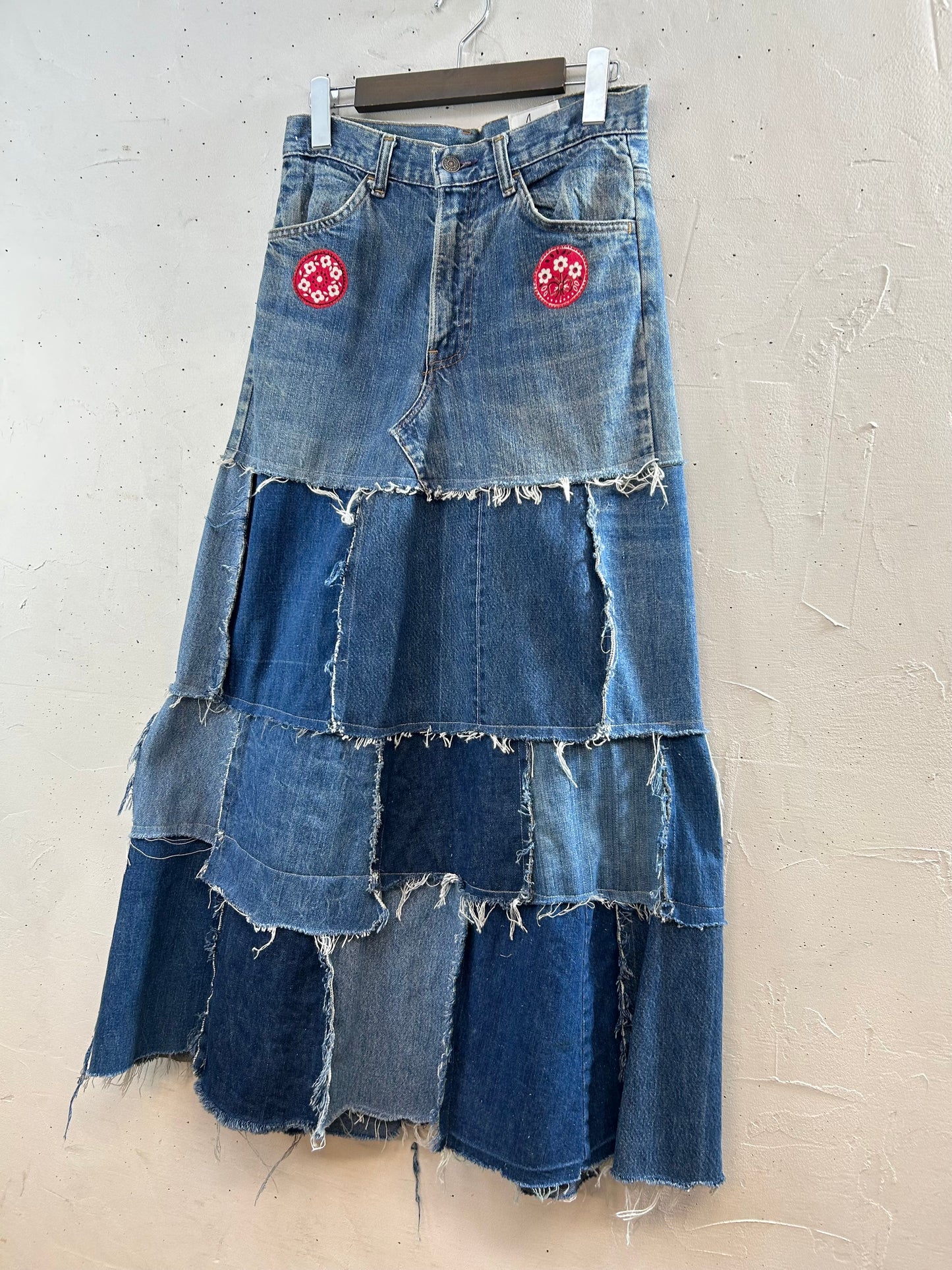 Vintage Denim Patchwork Skirt 〜Amy Nina〜 [E30182]