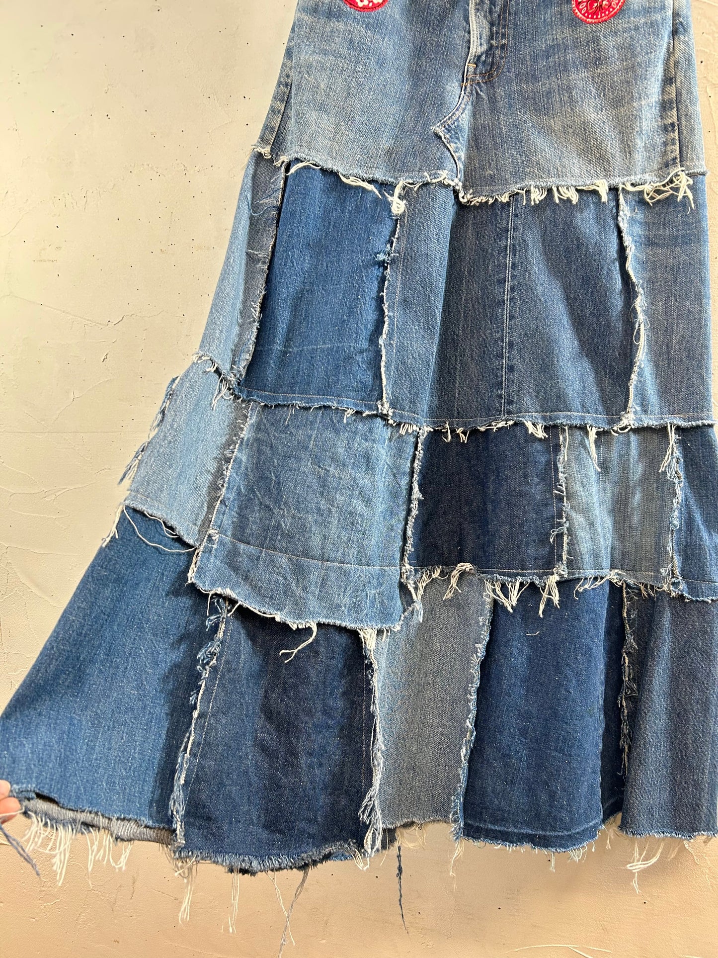 Vintage Denim Patchwork Skirt 〜Amy Nina〜 [E30182]