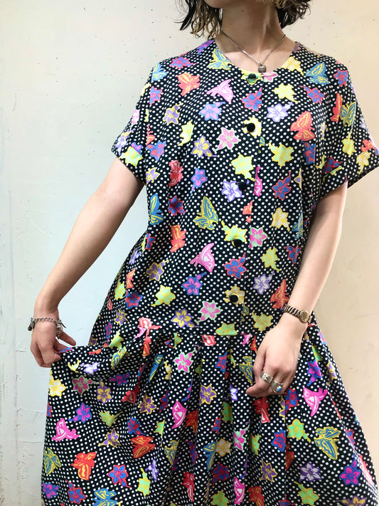 Vintage Flower & Dot Dress [G24561]