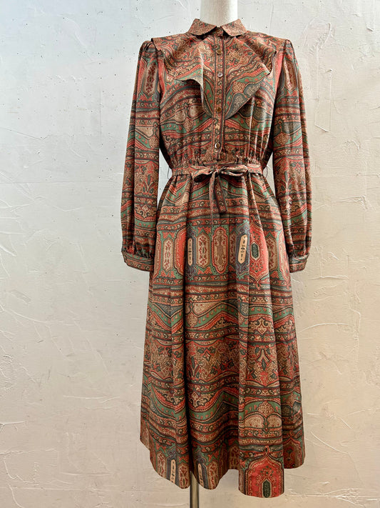Vintage Oriental Pattern Dress [J28650]