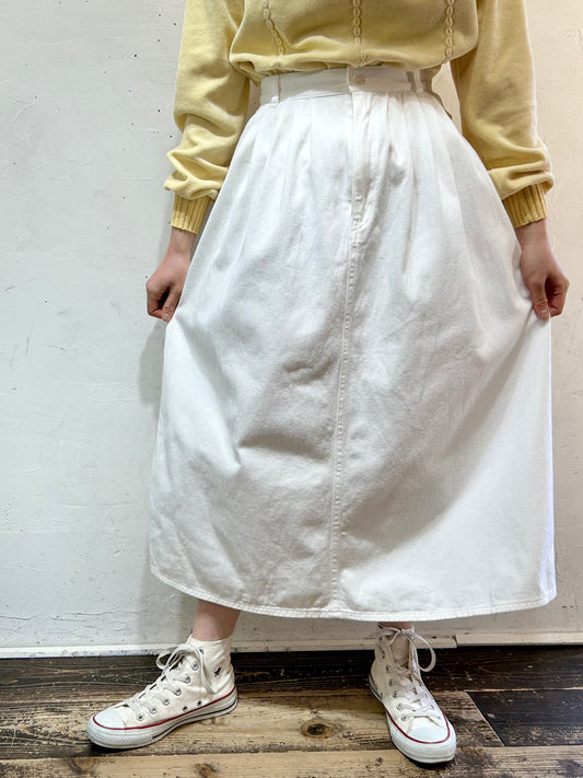 Vintage White Cotton Skirt MADE IN USA [B26230]