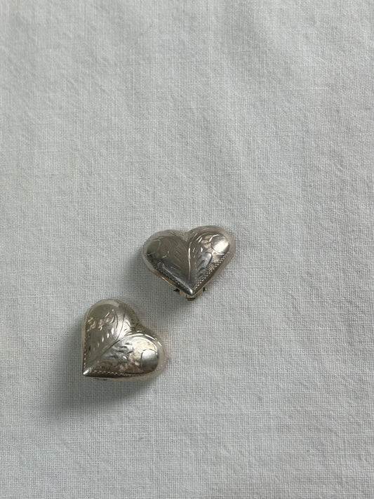 Vintage 925Silver Heart Earring [B26198]