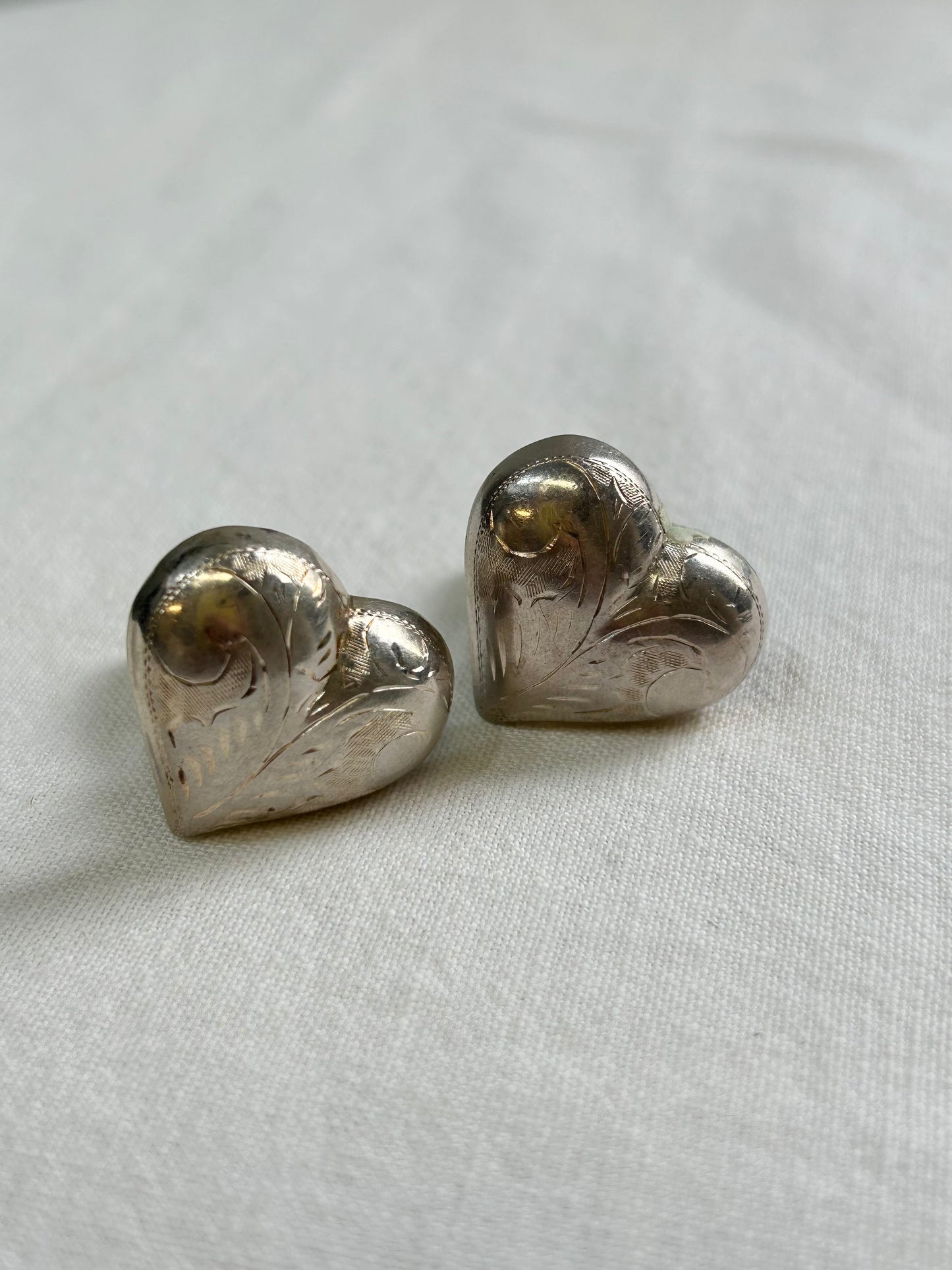 Vintage 925Silver Heart Earring [B26198]
