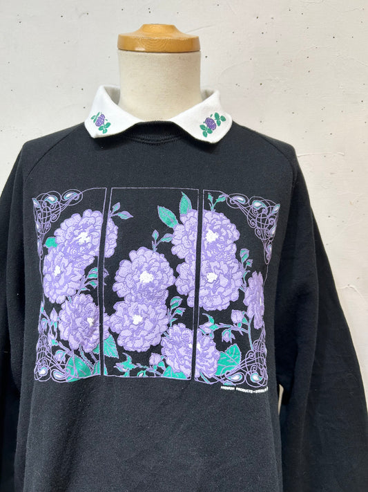 Vintage MADE IN USA Flower Sweat [B26382]