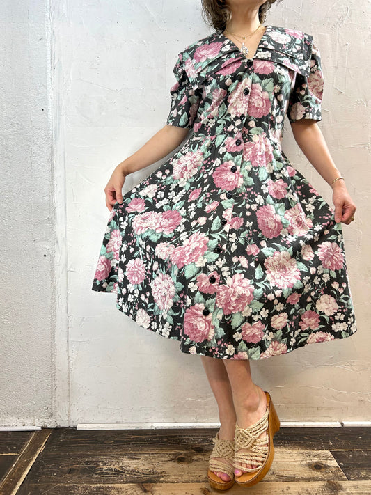 '80s Big Collar  Dress 〜E.D.MICHAELS〜 [F27266]