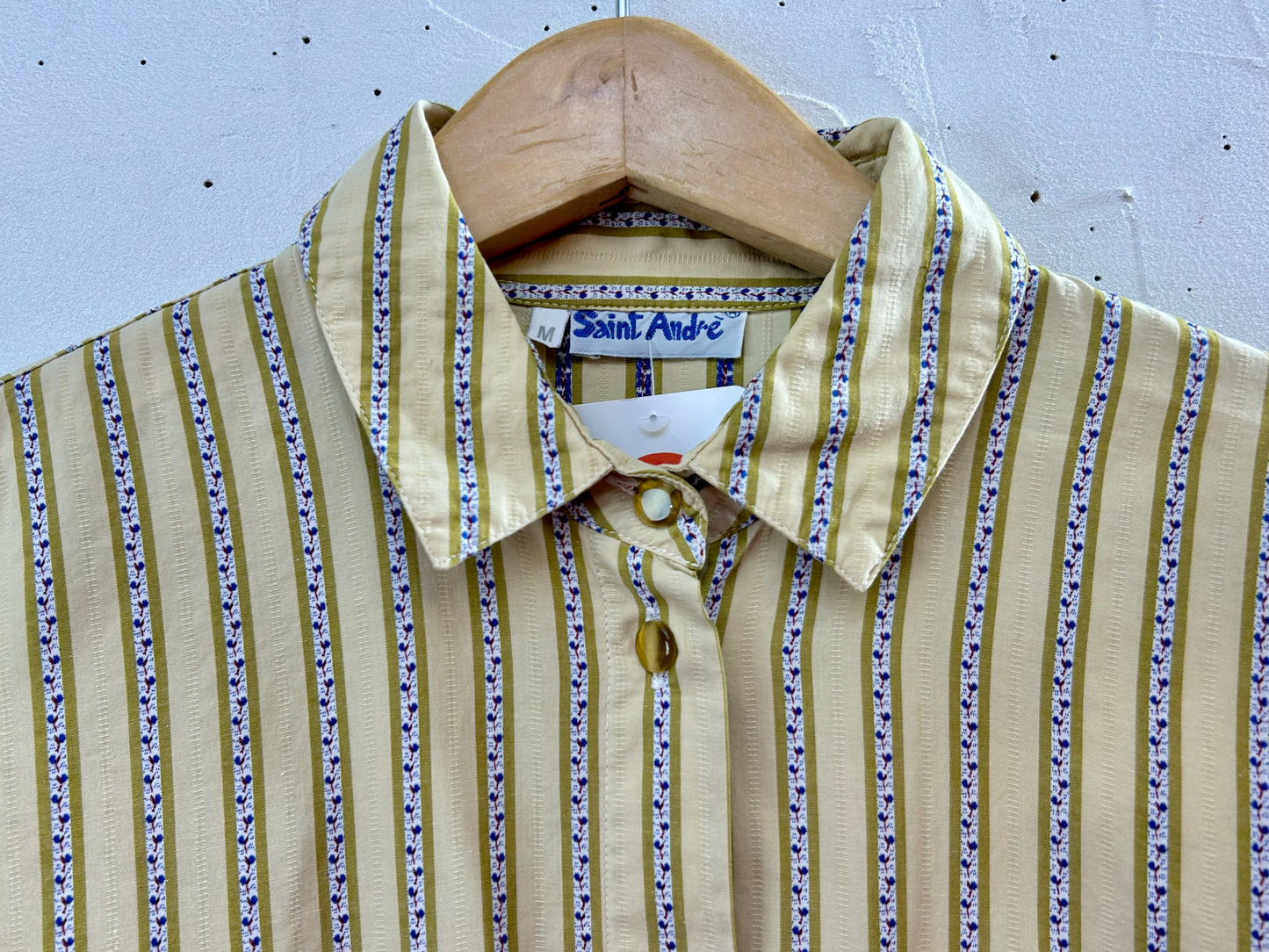 ’80s Vintage Flower Stripe Shirt 〜Saint Andre〜 [J28648]