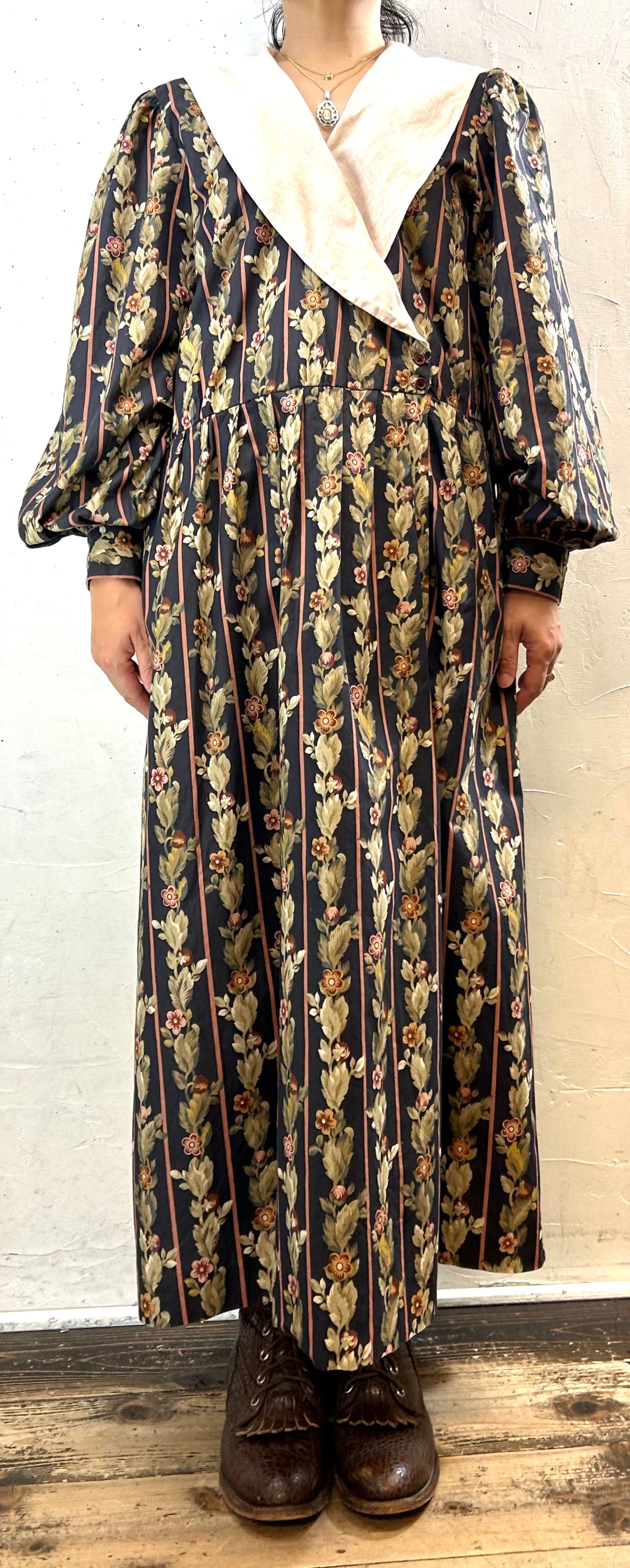 Vintage Flower Dress MADE IN USA [I28433]